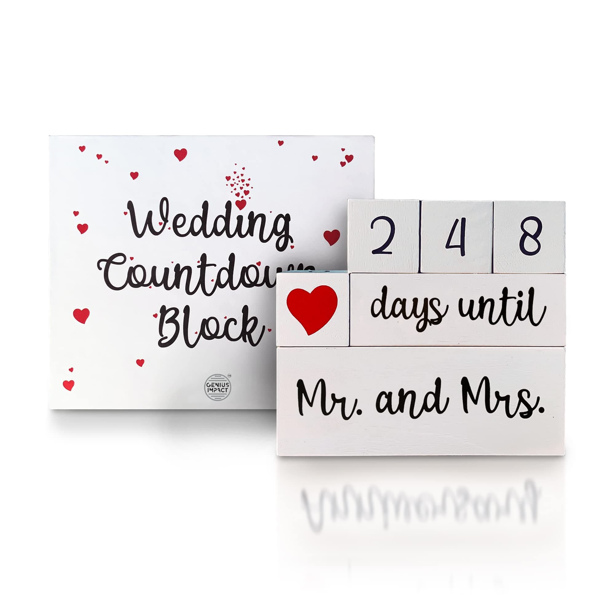 The Urban Craft Wedding Countdown Block Engagement Gift for Couples - Bride to Be Gifts for Her - Engagement Party Gifts for Future Mrs - Just Engaged Present - Days Until Wedding Countdown