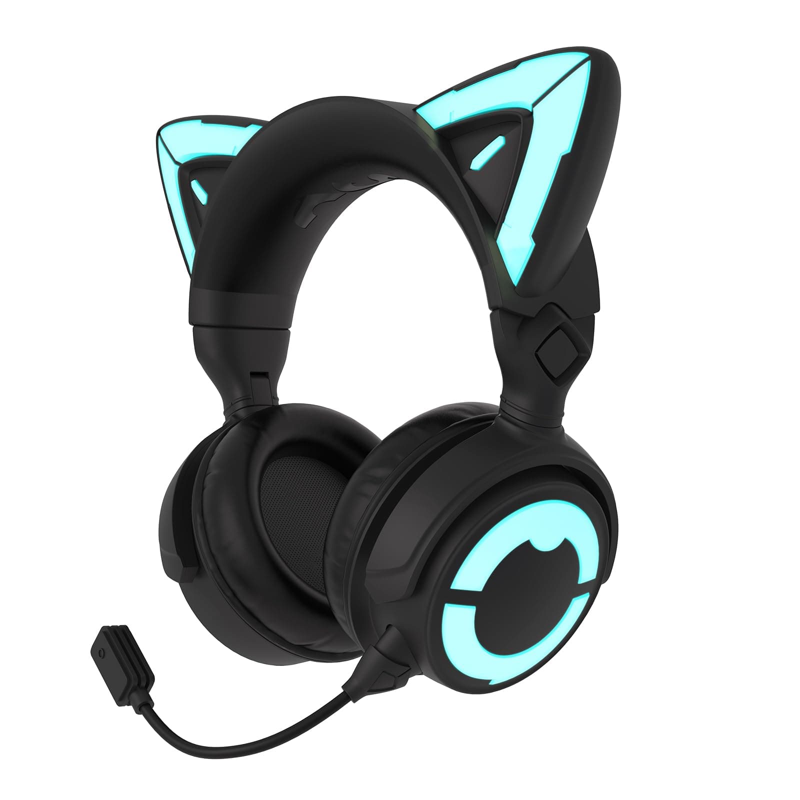 Cat Ear Headphones 4GS - RGB Gaming Headset with Mic & 2.4G USB/Type C Dongle for PC/PS4/PS5/XBOX/Switch, Wired/Wireless Bluetooth Headphones(Black)
