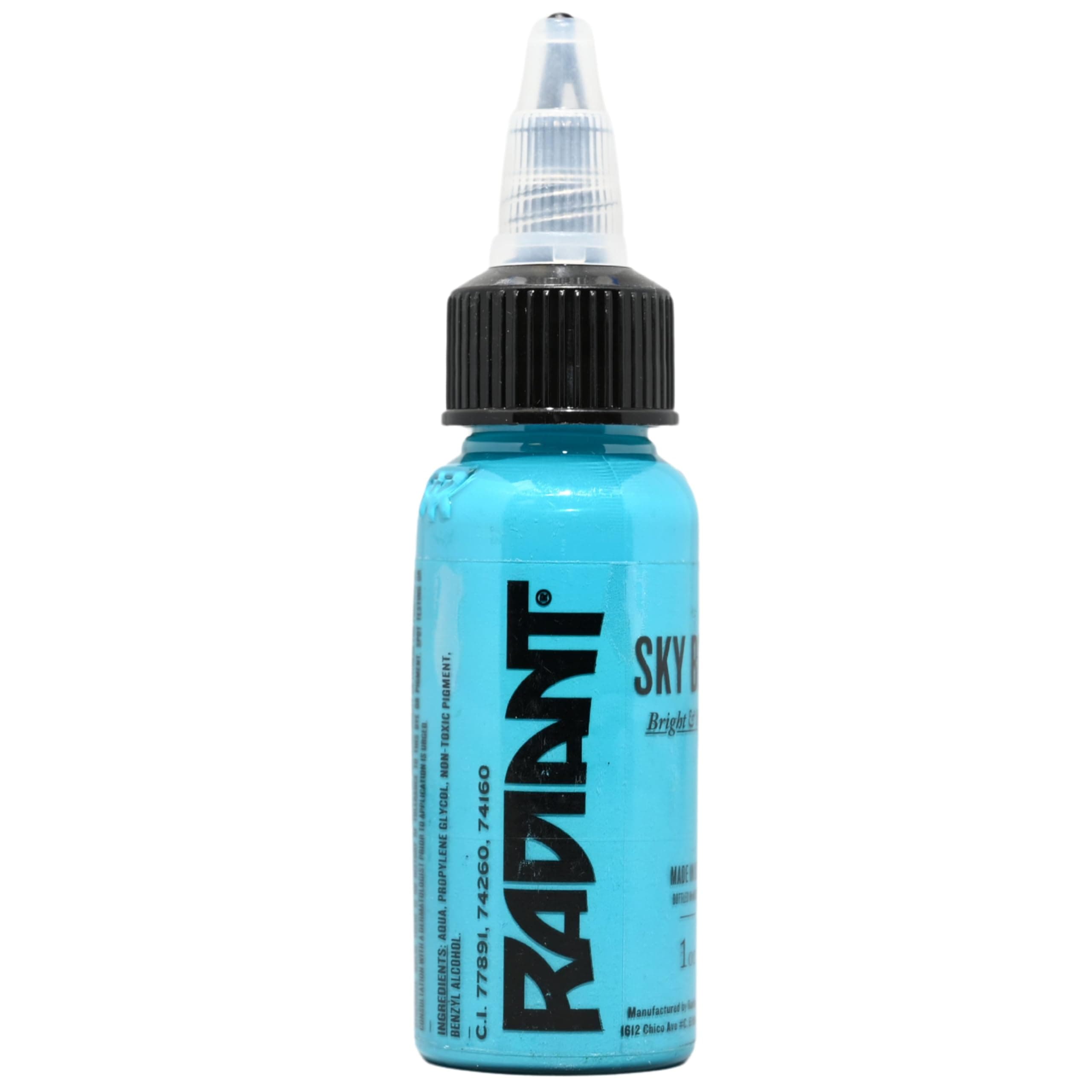 Radiant Colors Tattoo Ink 1oz Bottle | Soft Bright Sky Blue | High Pigment Load | Vegan | Made in USA (Sky Blue)