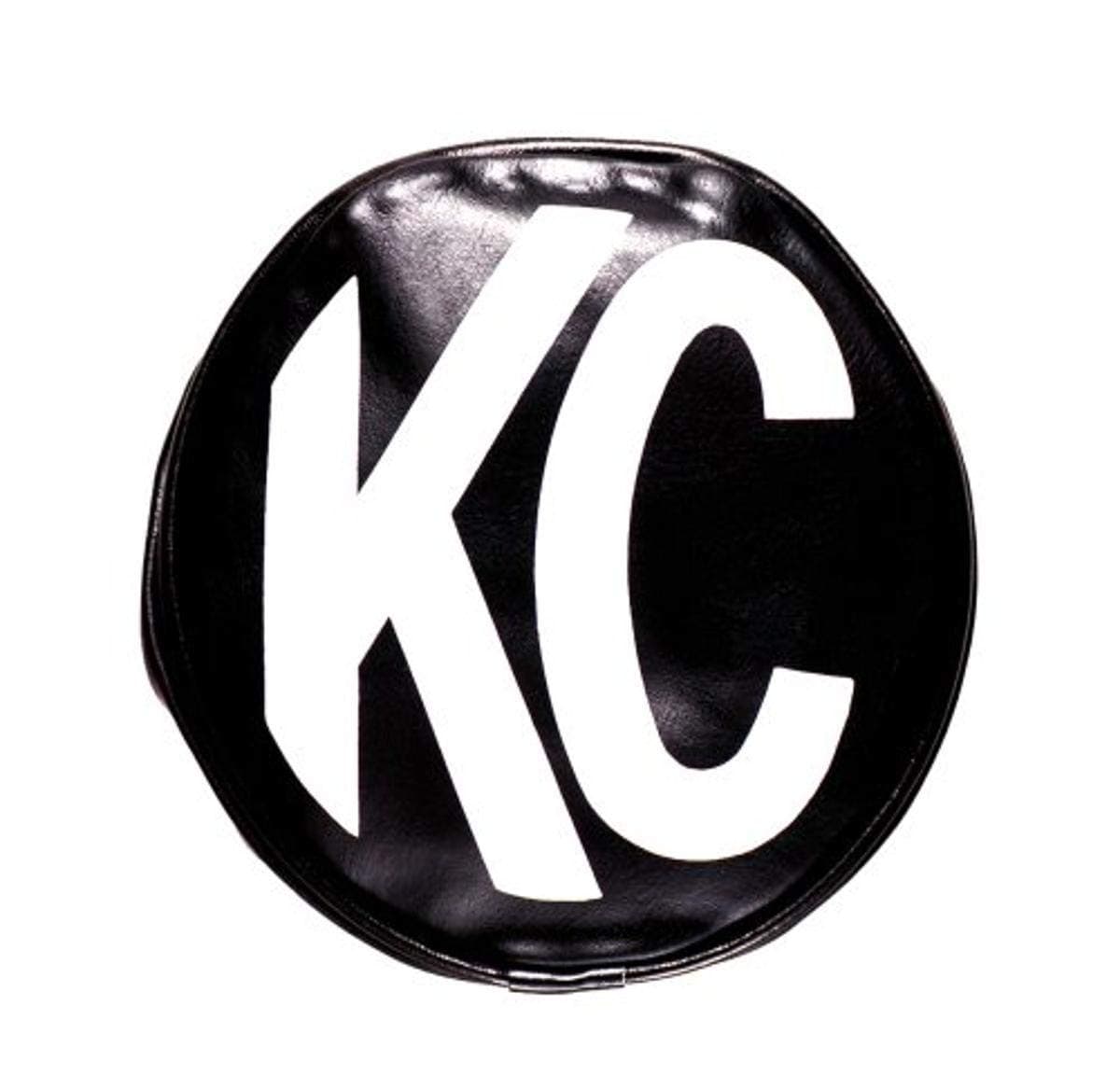 KC HiLiTES 5100 6" Round Black Vinyl Light Cover w/ White KC Logo - Set of 2