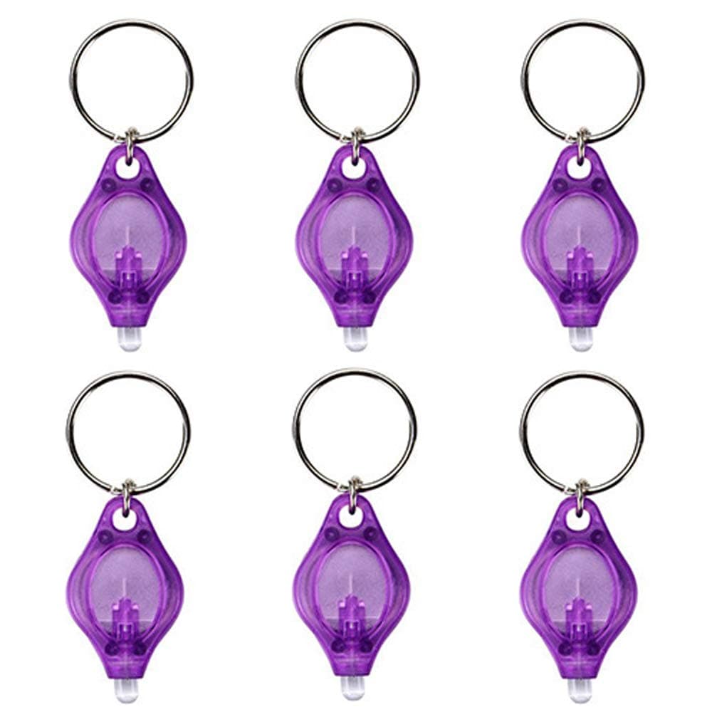 (Pack of 6) Mini UV LED Keychain Flashlight, 395nm UV Keychain Flashlight Black Light- UV Light with Purple Shell