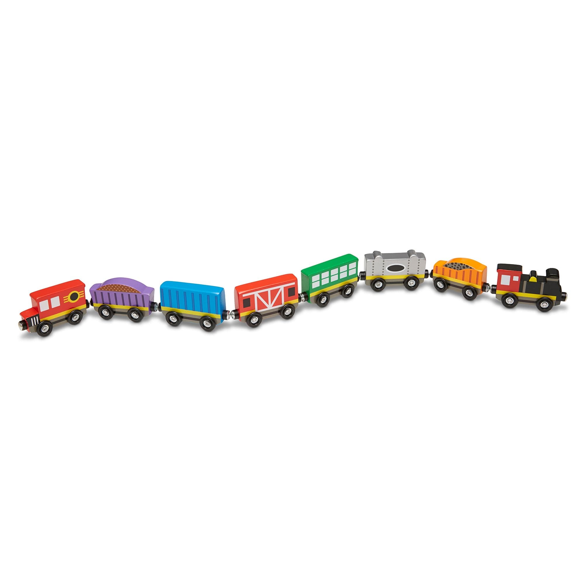 Melissa & Doug Wooden Train Cars (8-Piece Train Set)