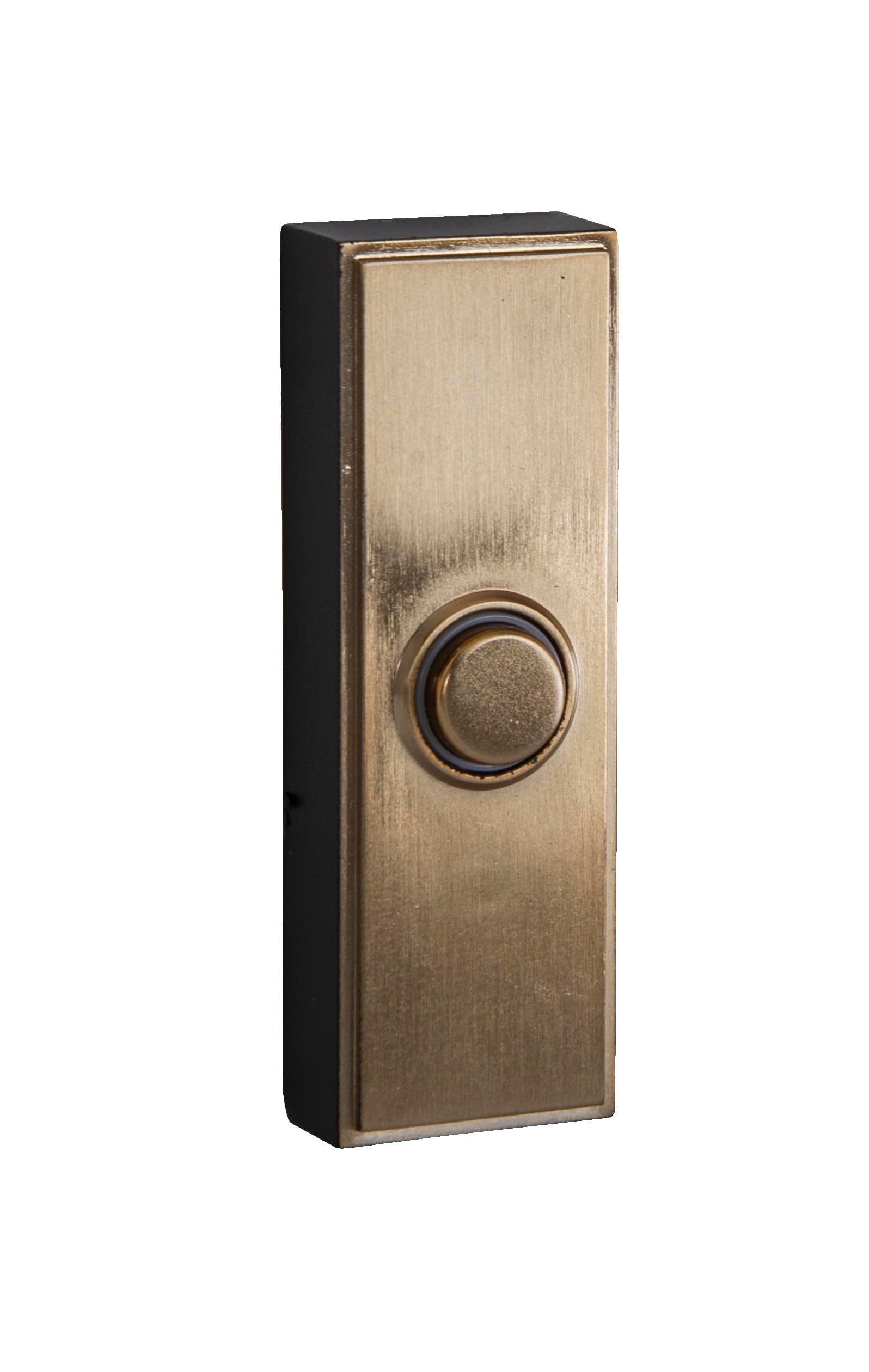 CraftmadePB5011-SB Surface Mount Rectangular Lighted LED Door Bell Push Button, 3" H x 1"W, Satin Brass