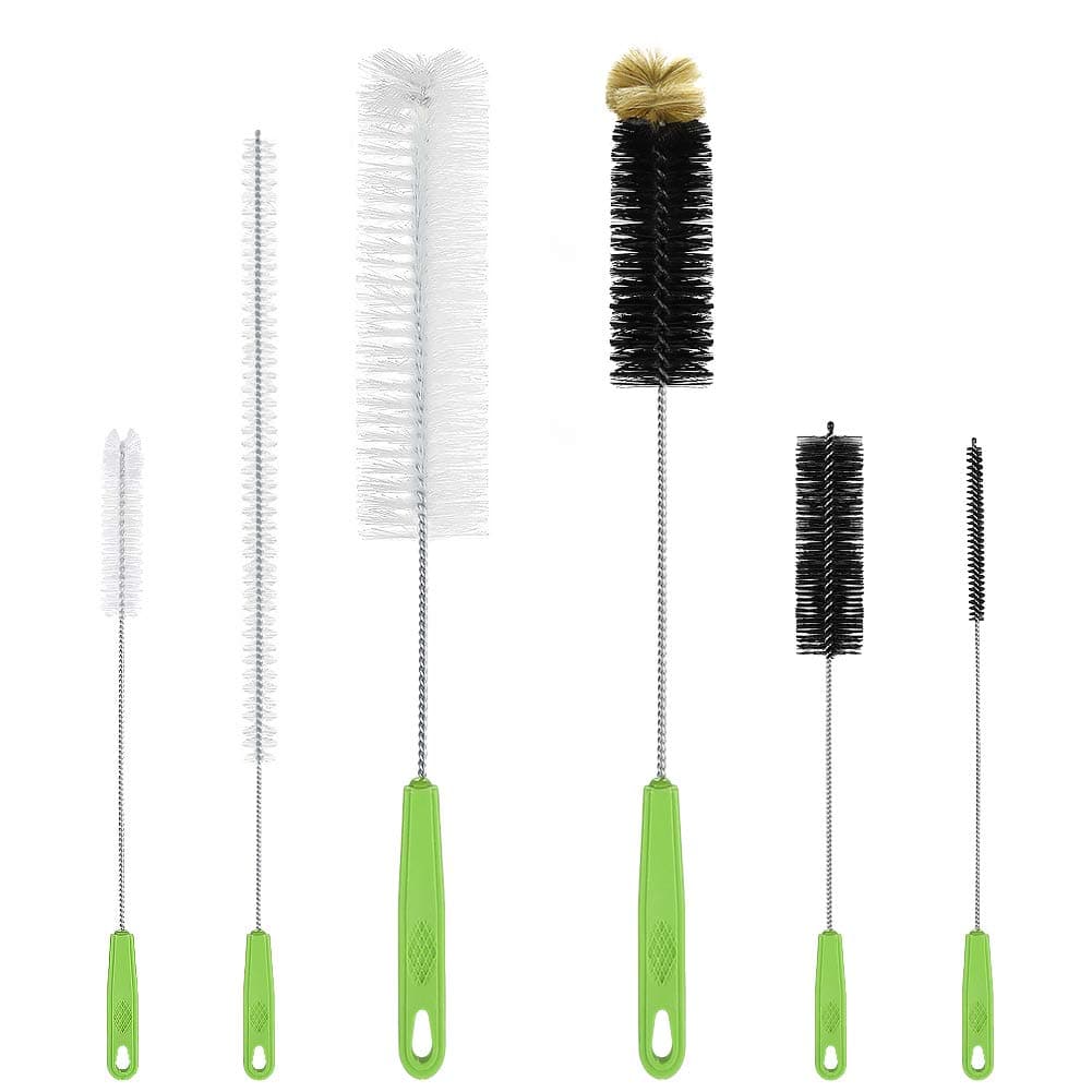 Wanap Bottle Brush, Durable Cleaning Brush Set Multipurpose, BPA Free, Long & Flexible For Bottle, Straw, Tube, Decanter etc., 6pcs
