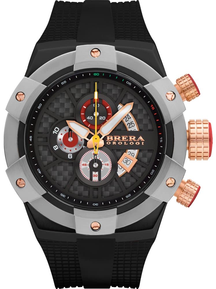 BRERA OROLOGIMen's Watch Analogue Quartz Black Case Rubber Strap mod. Supersportivo Brssc4923e