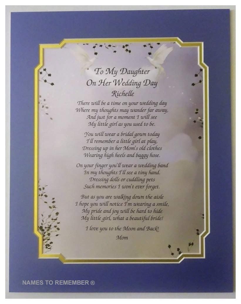 NAMES TO REMEMBER What's in a Name? "To My Daughter On Her Wedding Day Poem Personalized Gift w/Dual Matte Border