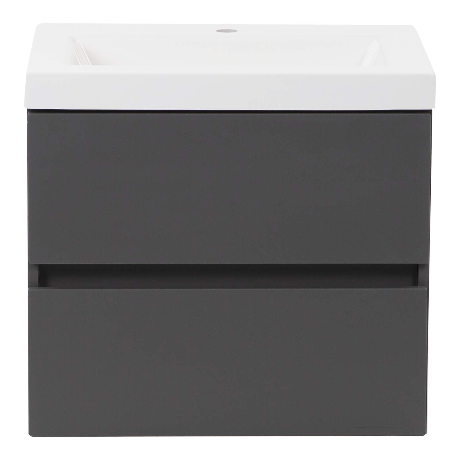 Spring Mill Cabinets Innes 24 Inch Floating Bathroom Vanity with White Single Sink Top, 2 Soft-Close Drawers, 24.5" W x 18.75" D x 22.25" H, Cement