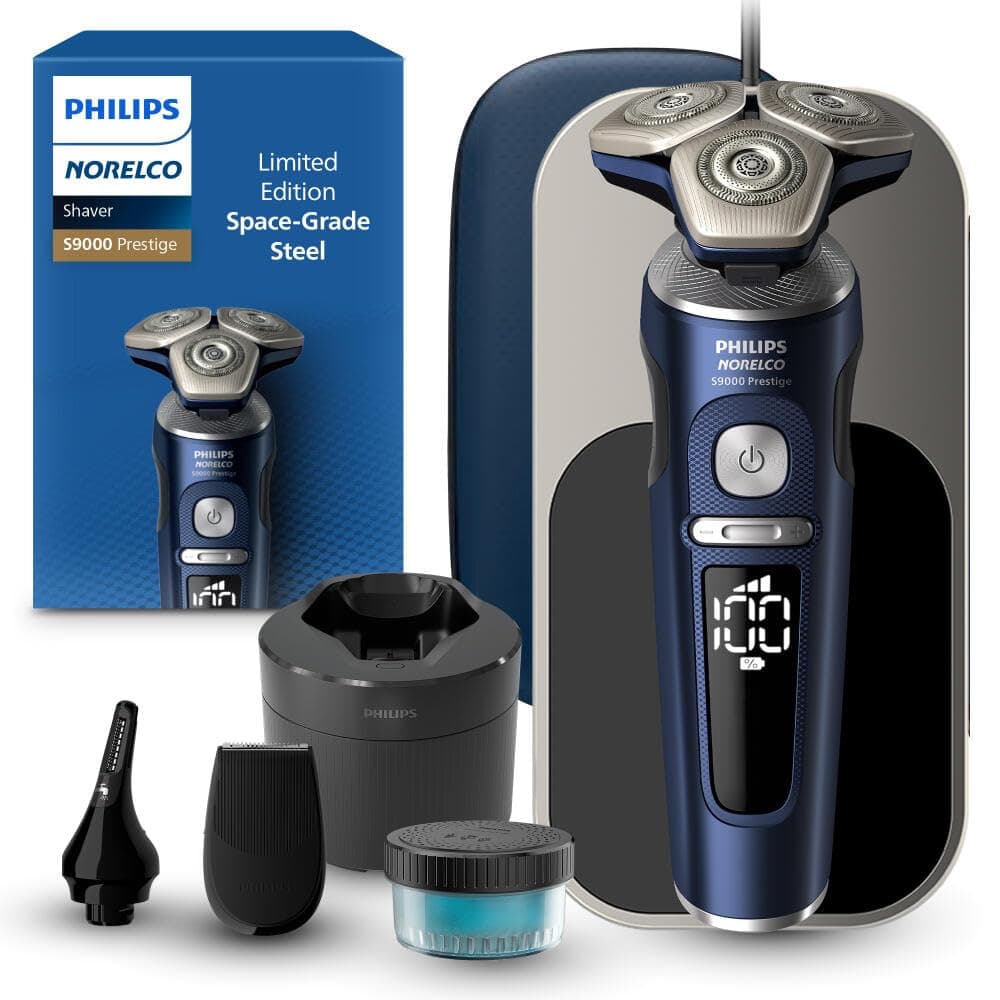 Male Philips S9000 Prestige Rechargeable Wet & Dry Shaver Space Grade Edition, Sp9886/89, Blue