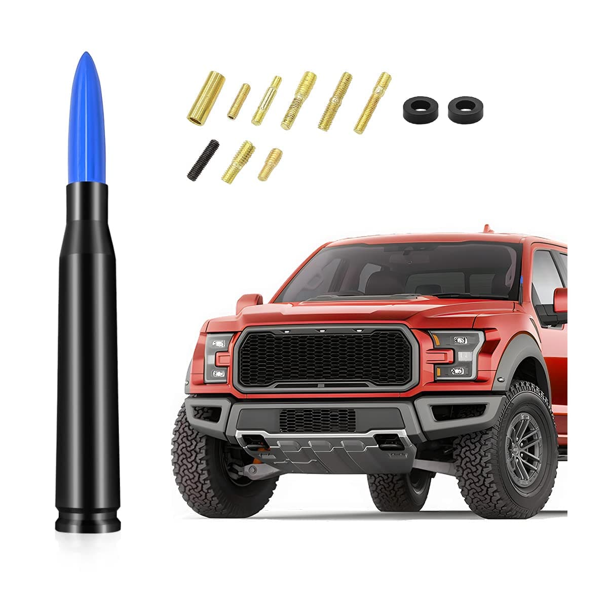 CGEAMDYUniversal Car Antenna Replacement Compatible with Most Cars Trucks SUVs, Pickups Radio Replacement Short Antenna - Made of Rugged Billet and Aluminum, Black, Car Accessories(Blue)