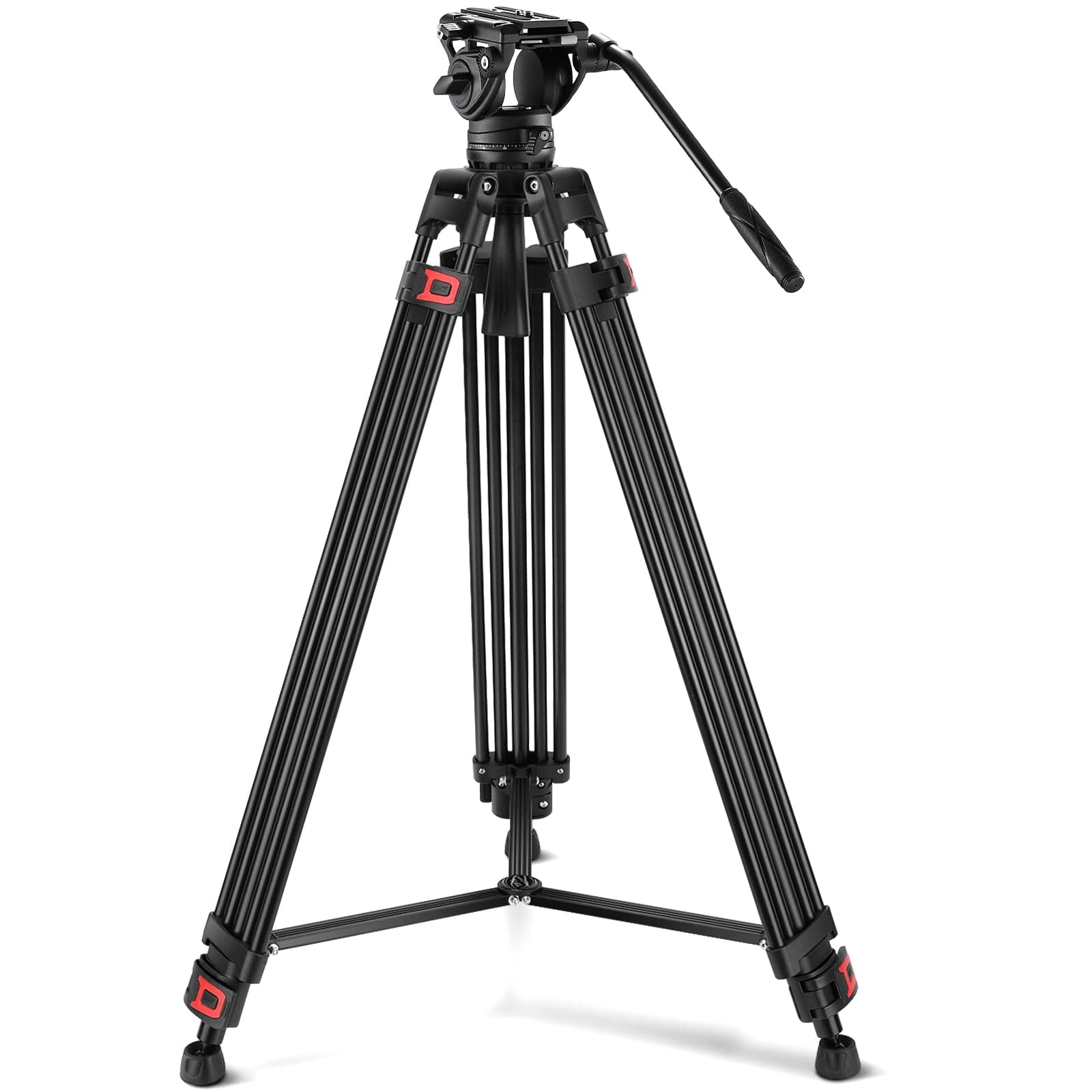 NEEWER 74 Inch Pro Video Tripod with Fluid Head, QR Plate Compatible with DJI RS Gimbals, Durable Camera Tripod with Telescopic Handle Scaled Base for DSLR, Max. Load 17.6 lb/8 kg, TP74