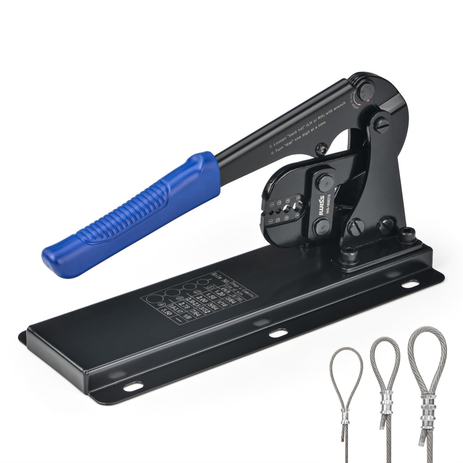 iCrimp Bench Mounted Wire Rope Swaging Tool for Aluminum Sleeves and Annealed Copper Loops from 3/64 to 1/8-inch