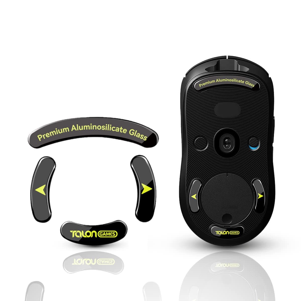 TALONGAMES Curved Edges Ultra Strong Glass Mouse Feet Skates Compatible with Logitech G PRO Wireless Gaming Mouse Feet Replacement,Super Smooth Glide Fast and Durable Sole (Black)