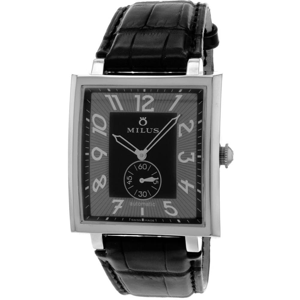 Herios Men's Patent Leather Watch Color: Black