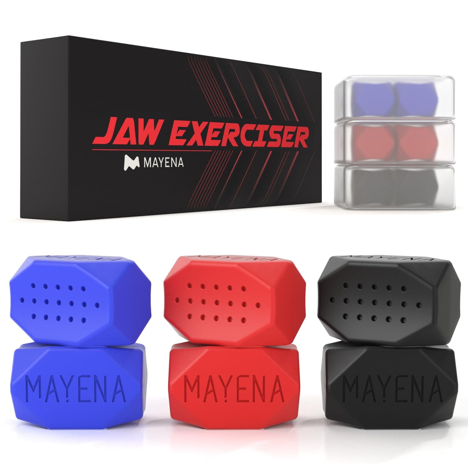 Mayena Jaw Exerciser Classic | 3 Set Silicone Jawline Exercisers | Powerful Jaw Trainer & Jawline Shaper | Strengthens Facial Muscles & Defines the Jawline