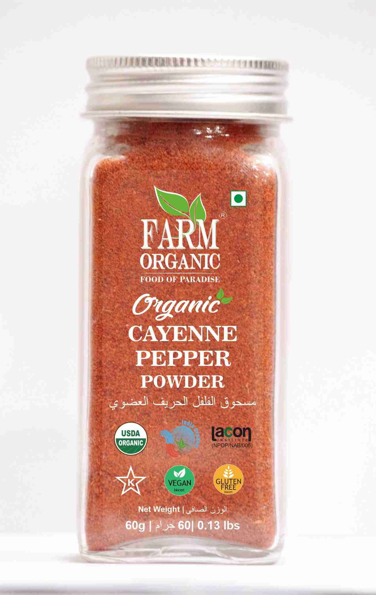 Organic Cayenne Pepper Powder | 60g | Vegan | Gluten Free | NonGMO | Halal