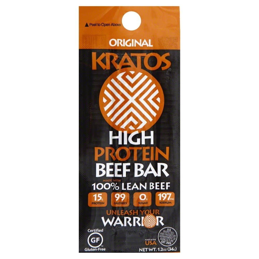 Kratos Foods Kratos Protein Beef Bar Original, 1.2 Oz. Bars, 12 Count