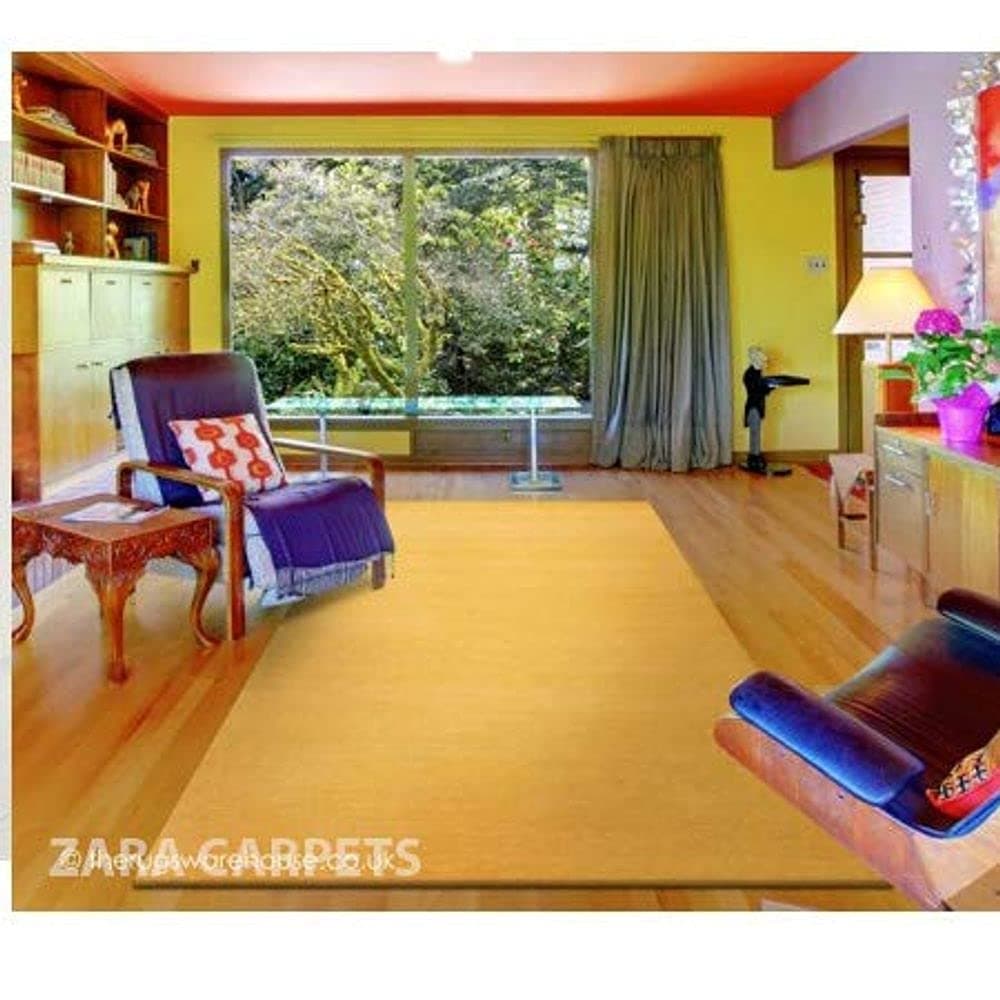 ZARACARPETS Solid Plain Exported Quality Hand Made Carpets and Rug Size 5 Feet by 8 Feet (5x8 feet) Yellow
