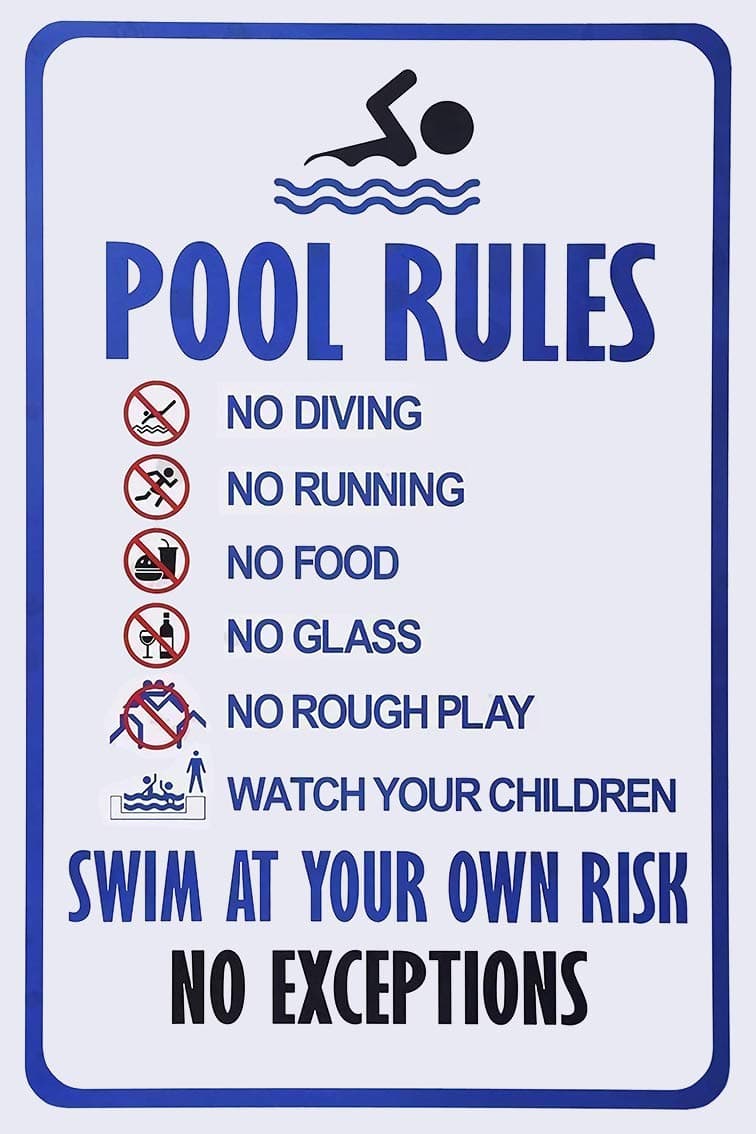 Personalized Swimming Pool Rules Metal Sign, Swimming Warning, Water Park Safety, 12x8 Vintage Sign, Funny Art