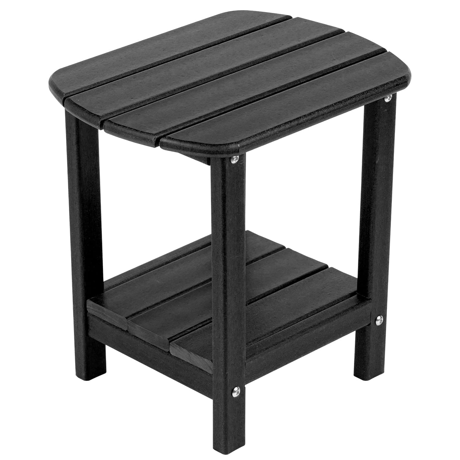 Adirondack Side Table 16.5" Outdoor Side Table HDPE Plastic Double Adirondack End Table Small Table for Patio (Black)