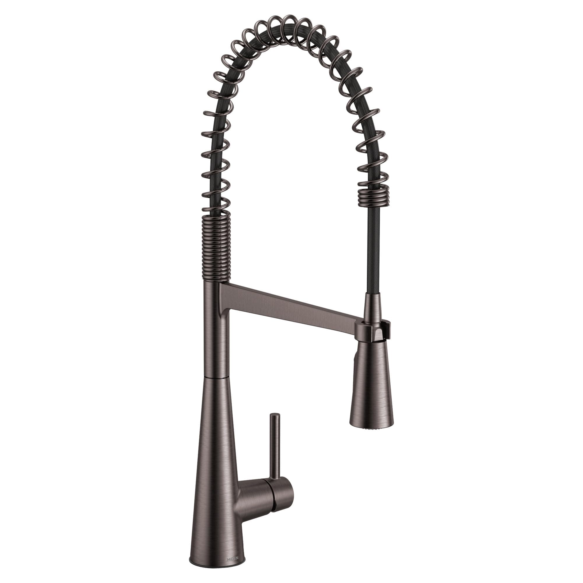 5925BLS Sleek One-Handle Pre-Rinse High Arc Spring Pulldown Kitchen Tap Faucet with Power Boost, Black Stainless