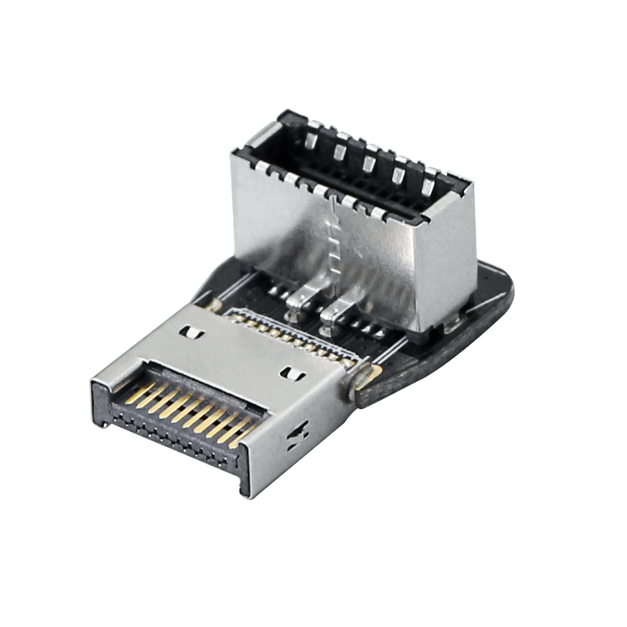 90 Degree USB Type E Adapter, Up Angle USB 3.2 Type E Male to Female Front Panel Internal Connector Adapter High Speed 10Gbps for USB C Header Motherboard(Up/A)