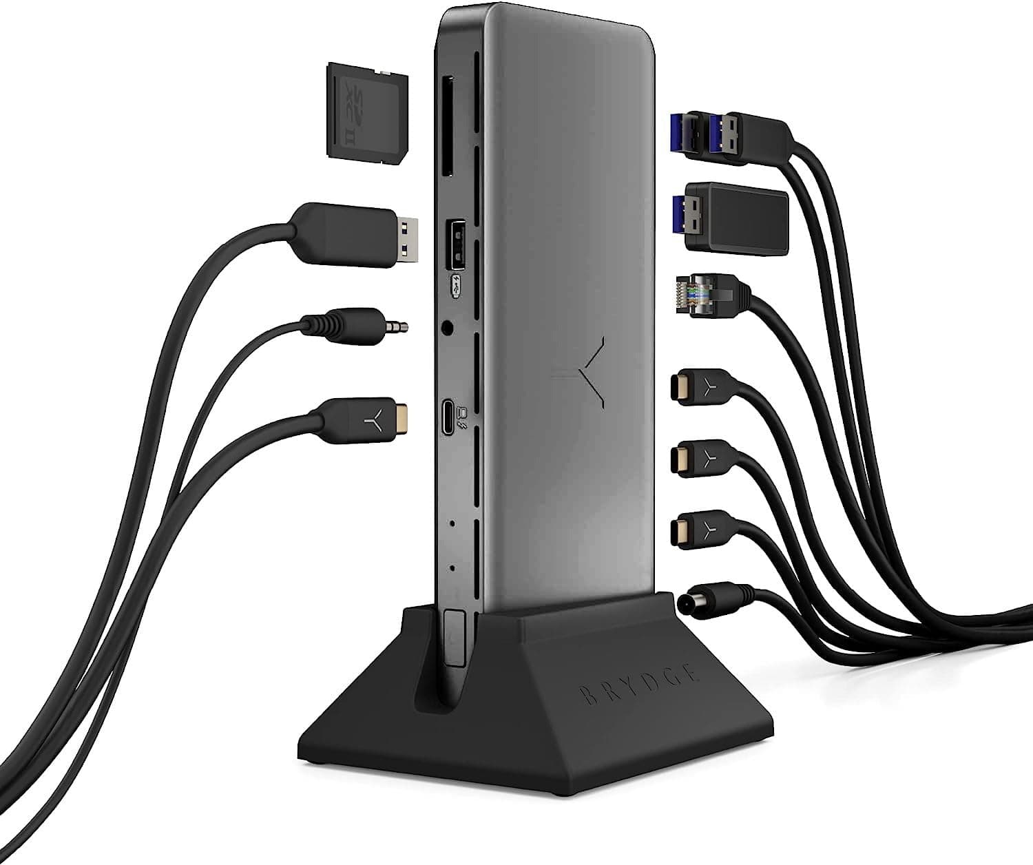 Brydge Stone Pro TB4 Thunderbolt 4 Docking Station-12 Ports, 90 Watts Charging, Dual 4K Monitors or Single 8K Output, 40GB/s Transfer Speed Windows 10 & 11, macOS 11.0 & ChromeOS Compatible, Charcoal
