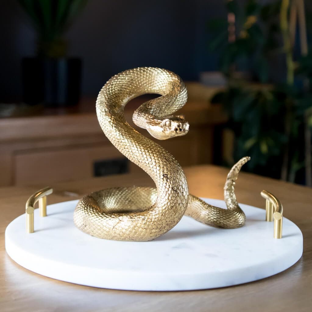 Gold Striking Snake Ornament