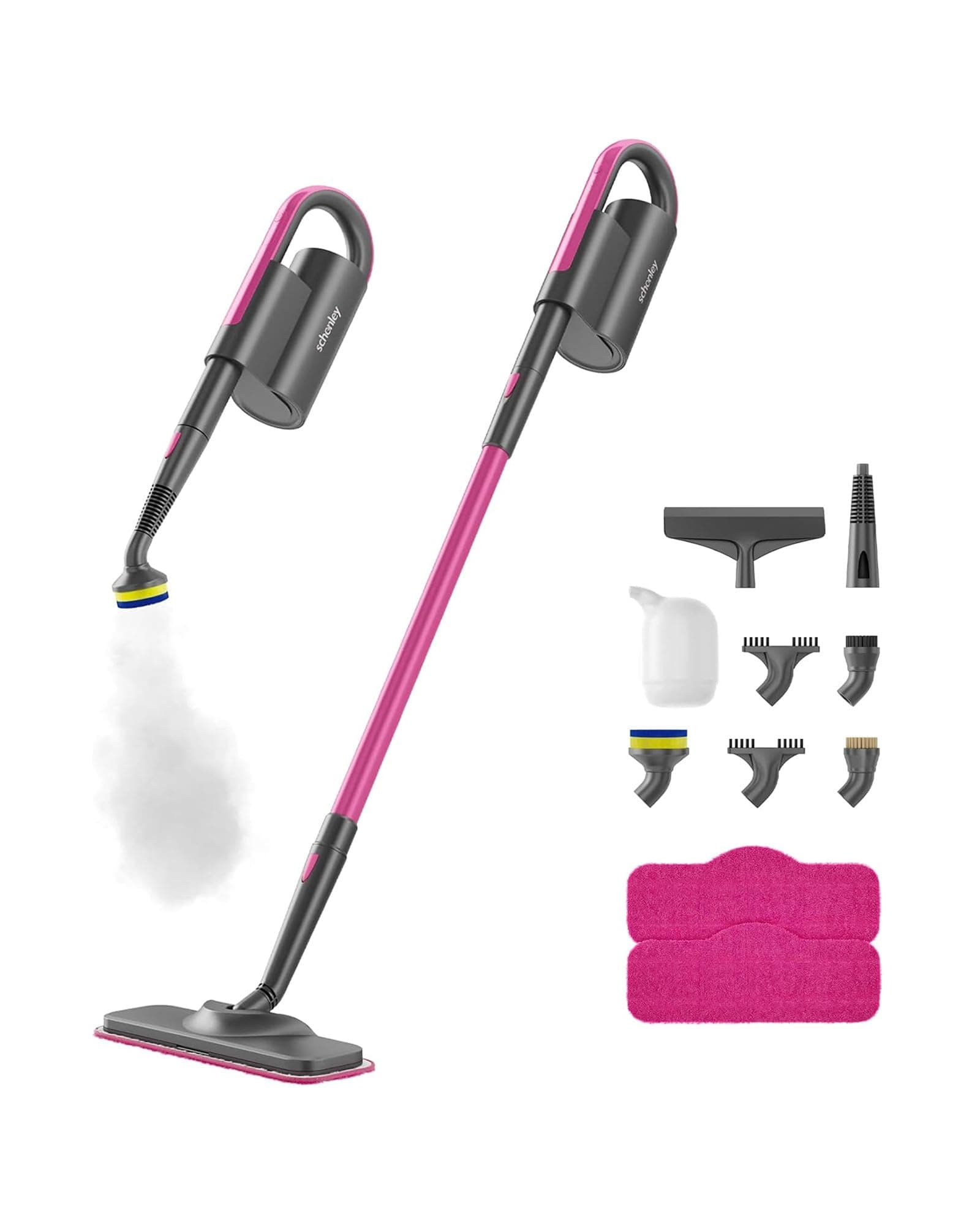 Schenley Steam Mop Cleaner with Removable Handheld Steamer for Cleaning Hardwood/Laminate Floors, Tiles and Grout with 7 in 1 Multipurpose Accessories and Washable Microfiber Pads