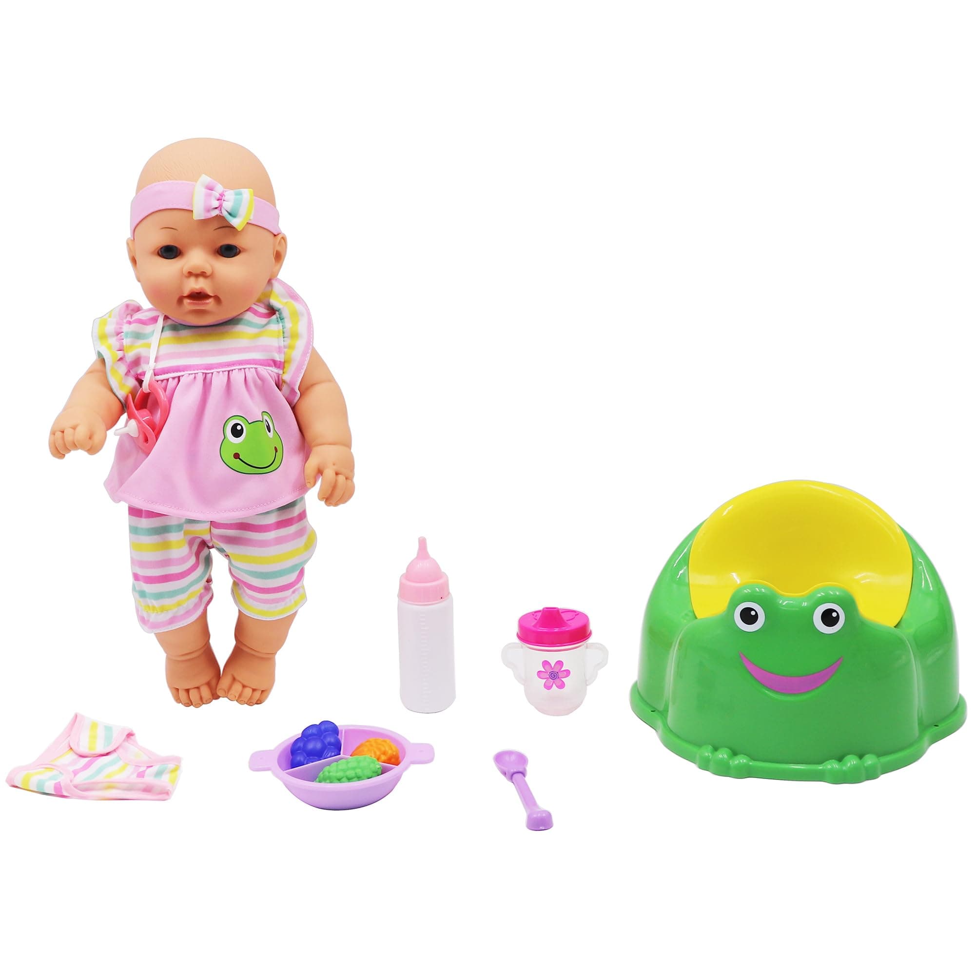 New Born Baby Doll Care Set with Training Potty - Lifelike Baby Doll and Accessories for Realistic Pretend Play, Hard Body - 16”