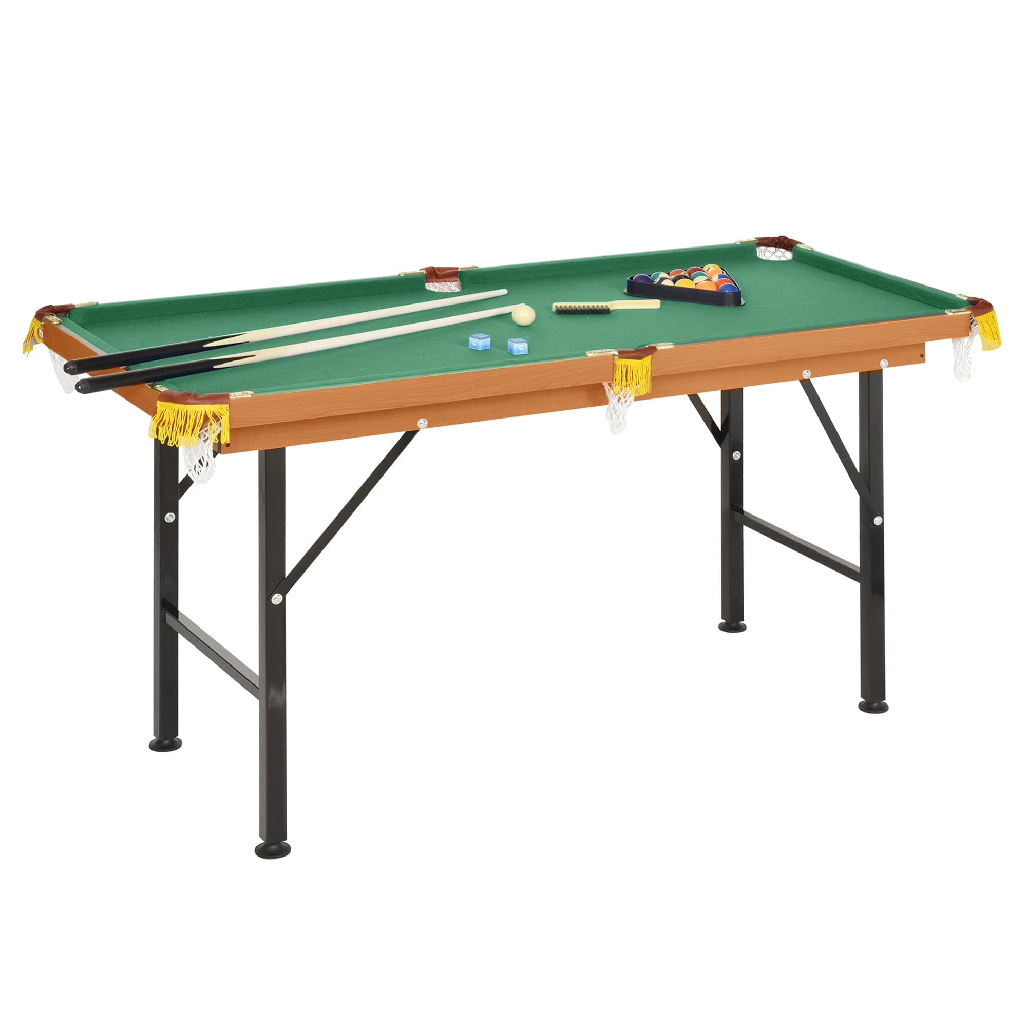 Soozier 55" Portable Folding Billiards Table Game Pool Table for Whole Family Number Use with Cues, Ball, Rack, Chalk