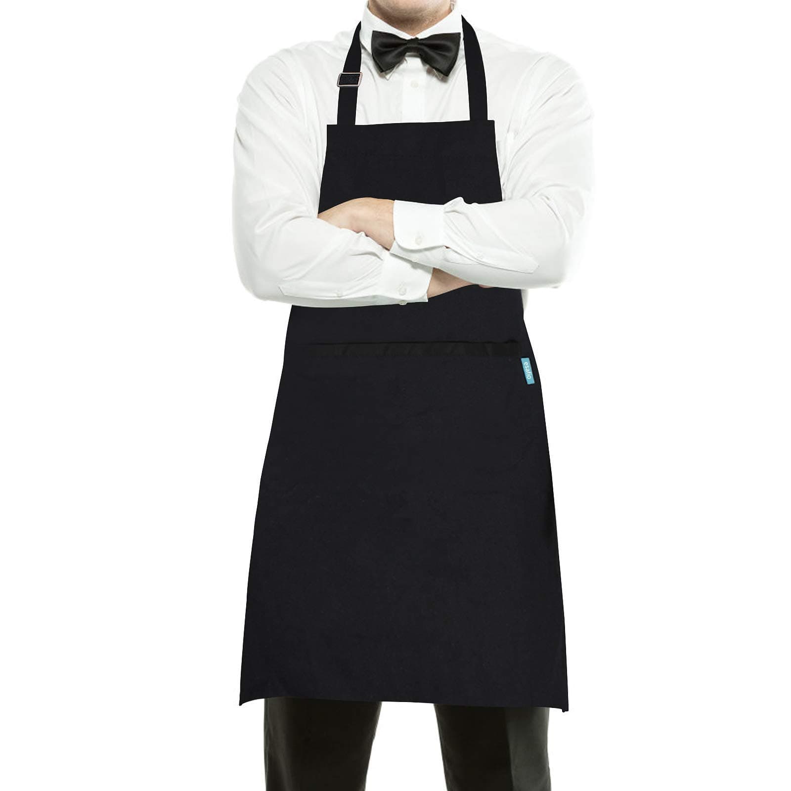 Chef Aprons for Men and Women Esafio Canvas Work Apron with 2 Large Pockets,Adjustable Bid for Kichen,Baking,Craft,BBQ Apron for Adult