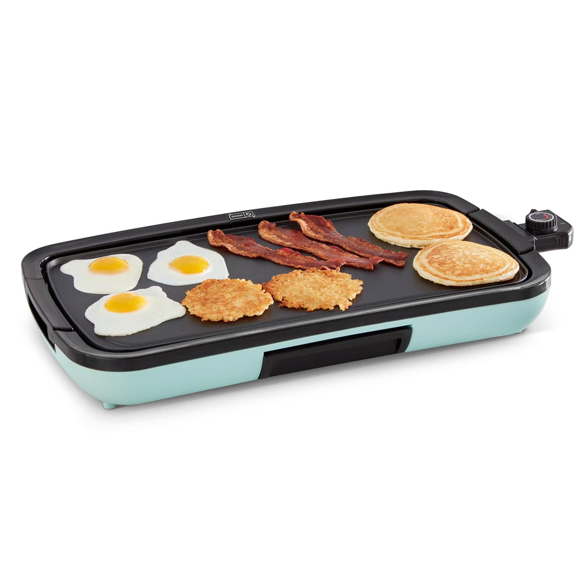 Deluxe Everyday Griddle - Electric Griddle with Removable Plate - Nonstick, Easy-Clean Surface & Anti-Slip Base - Recipe Book Included - Aqua