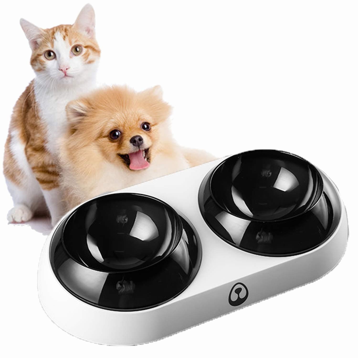 SKJIND Elevated Pet Feeder Double Bowls Adjustable Dog Food Station 15°Tilted,for Small Dogs&Cats (Double-Bowls)