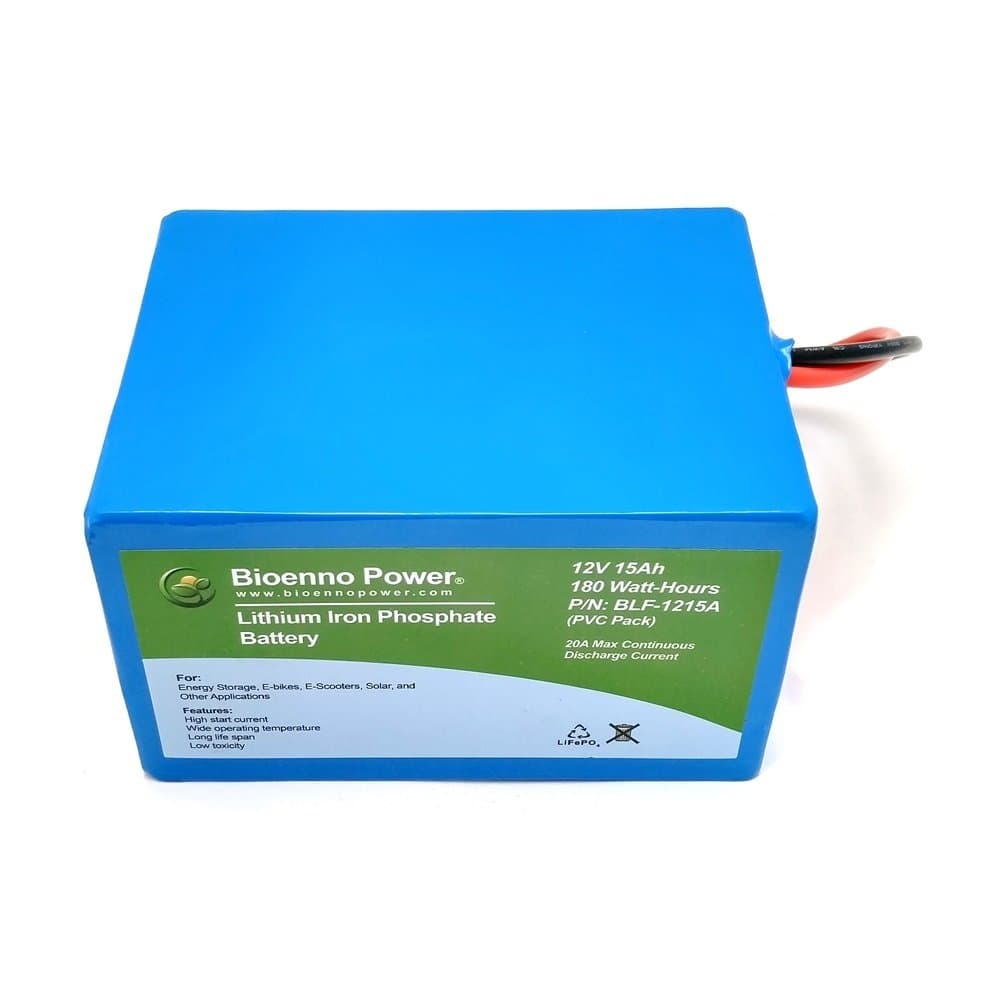 12V, 15Ah LFP LiFePO4 Lithium Iron Phosphate Battery (PVC, BLF-1215A)