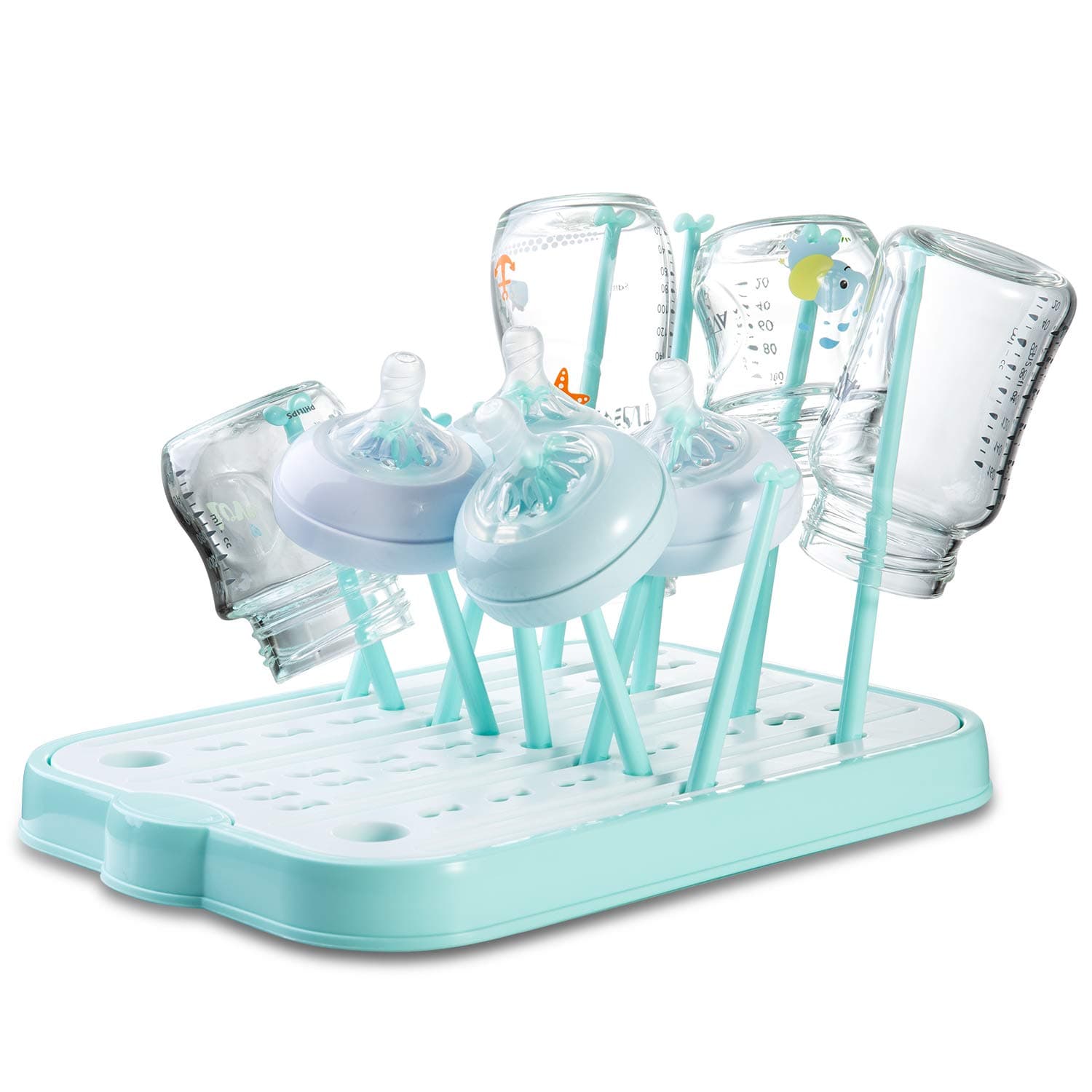 Baby Bottle Drying Rack,Countertop Drying Rack for Bottles, Teats, Cups, Pump Parts and Accessories (Blue)