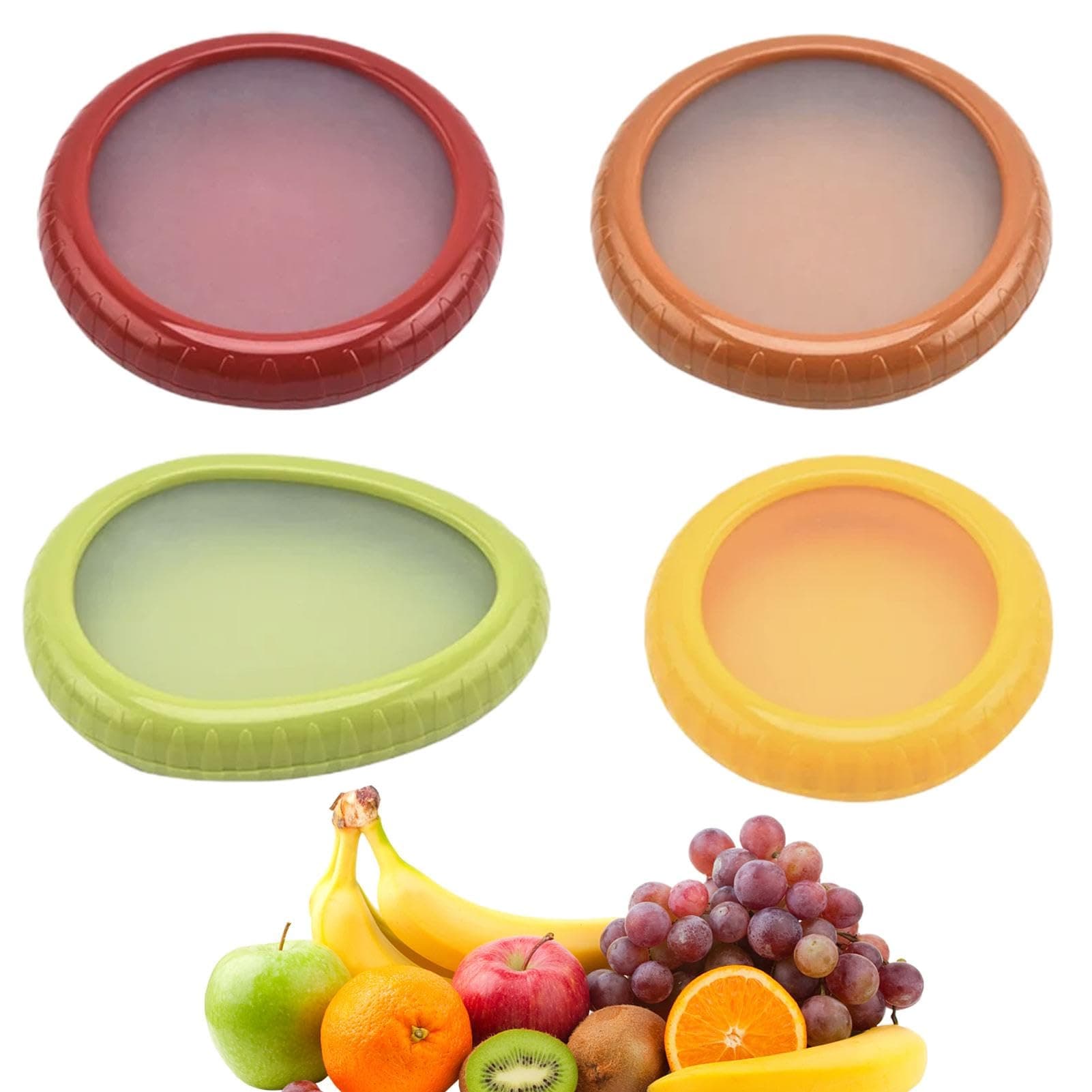 Silicone Fruit Storage Boxes - 4 Reusable Silicone Food Savers for Fridge - Keep Fruit and Veg Fresh