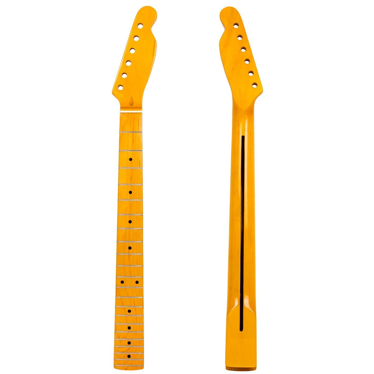 Kmise Electric Guitar Neck for TL Replacement Maple Body and Fretboard 22 Fret Vintage Tint Gloss Yellow