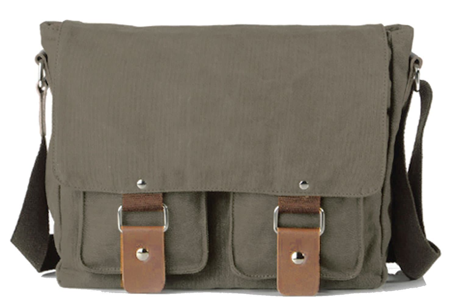 Satchel Messenger Bag Vintage Canvas Travel Shoulder Bag (Green)