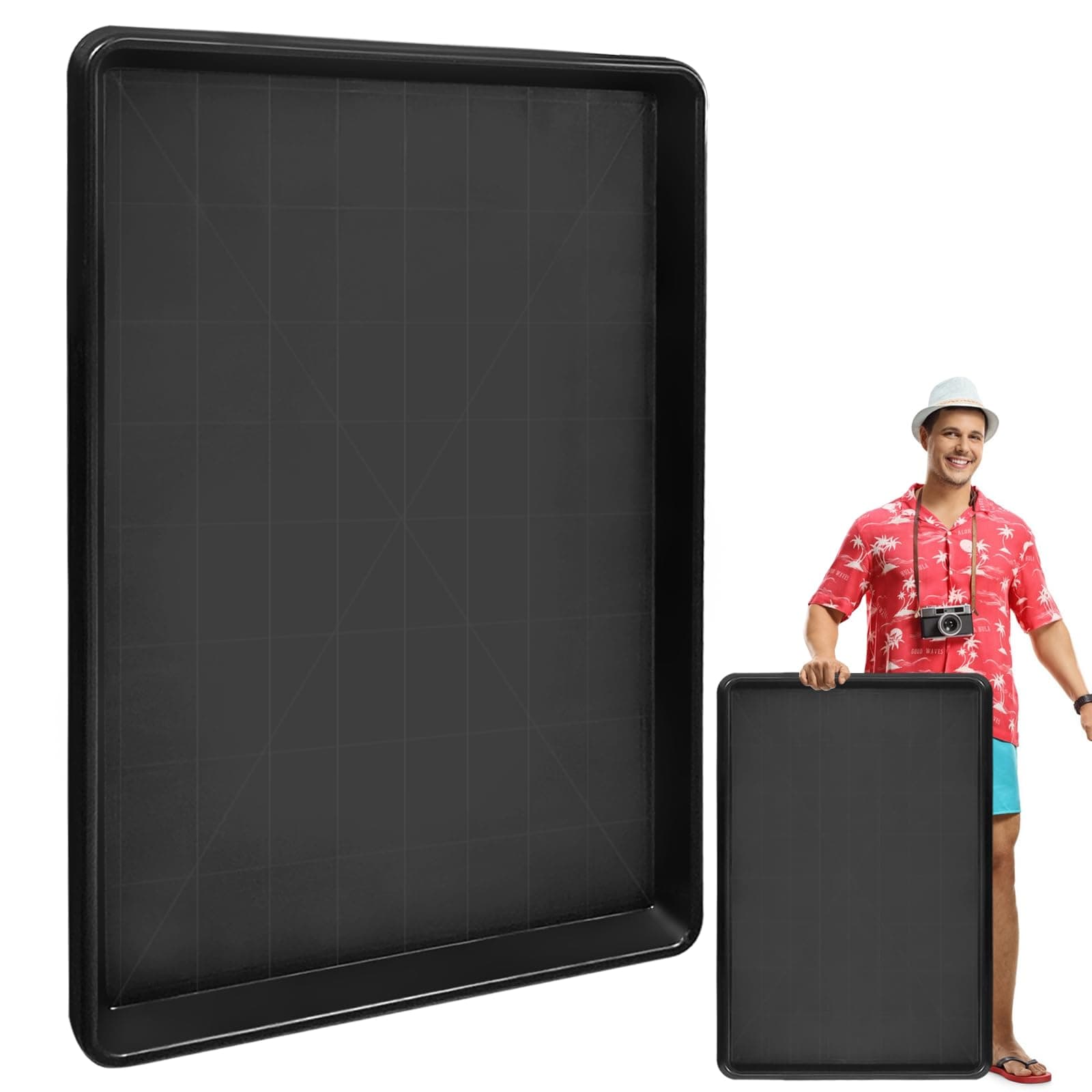 Extra Large Drip Tray, 35.4 x 24 x1.6 Inches Oil Drip Pan for Under Car Plastic Oil/Fluid Change Pan Black Drain Tray, Multifunctional Oil Catch Pan for Garden Greenhouse Muddy Boots