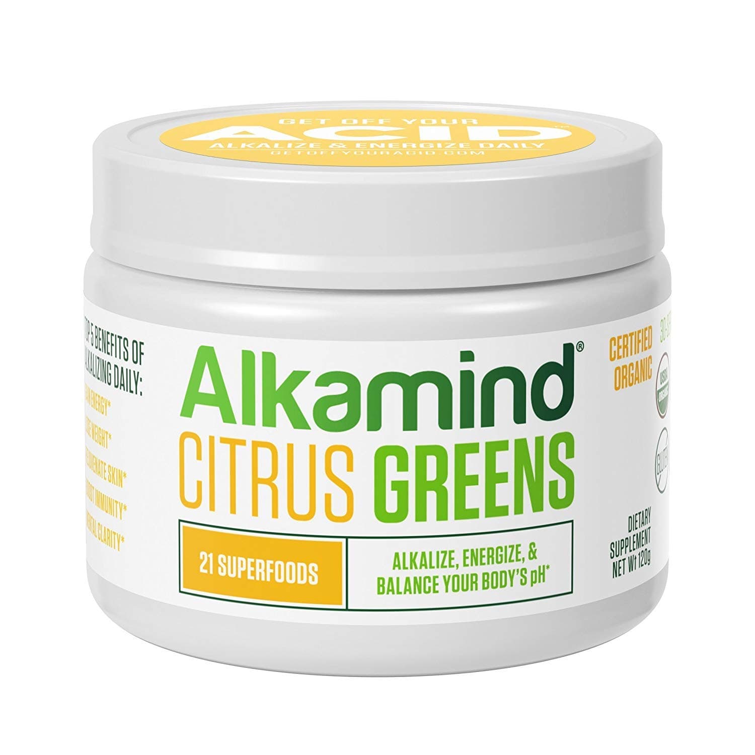 Acid-Kicking Greens - GET Off Your Acid with 21 Superfoods to Alkalize & Energize & Balance pH (Citrus - Raw Dehydrated Greens)