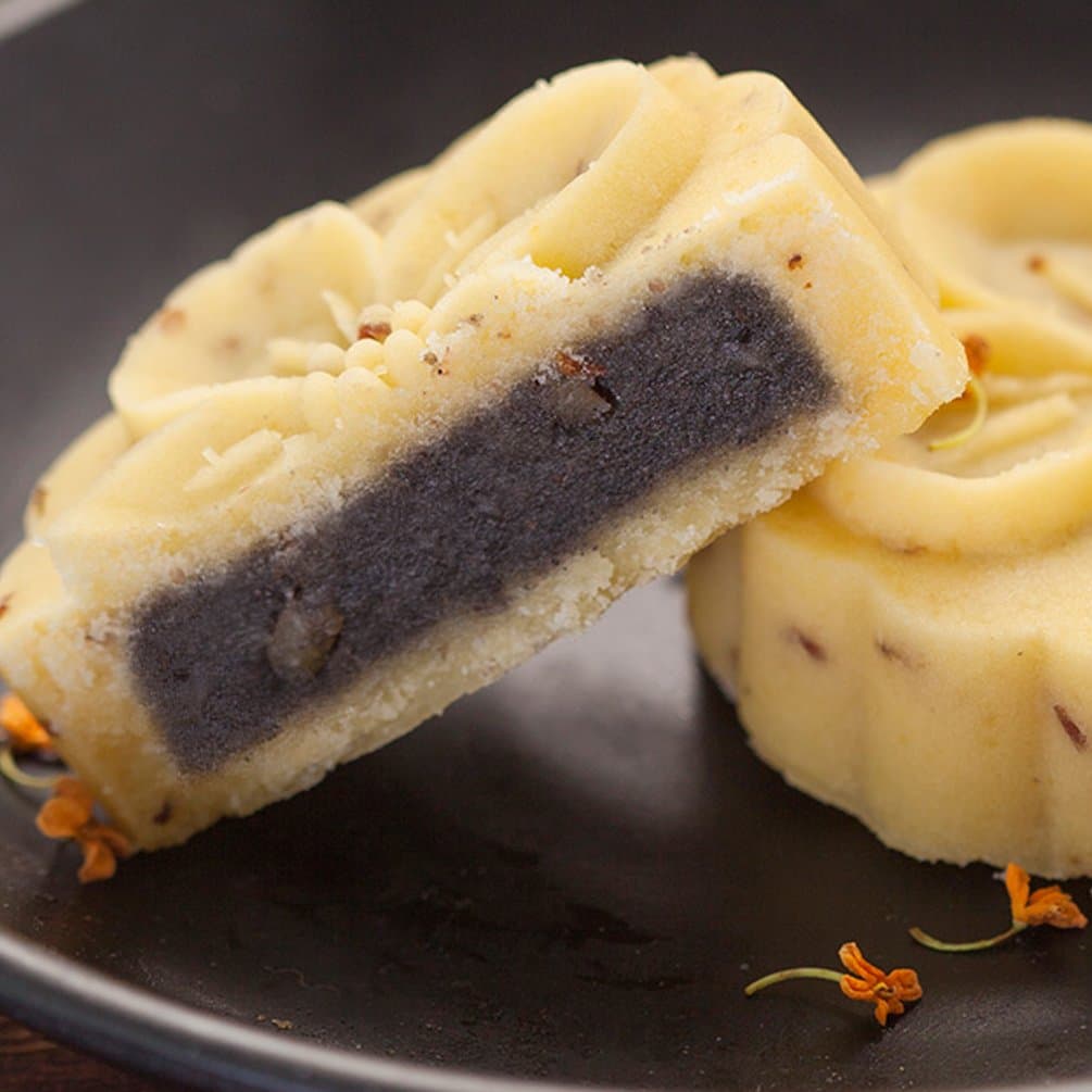 OuYang Hengzhi Hangzhou Local Specialty Traditional Black Sesame Walnut Osmanthus Cake Four Flavors as Dessert Afternoon Tea Match Dian Xin (black sesame osmanthus)