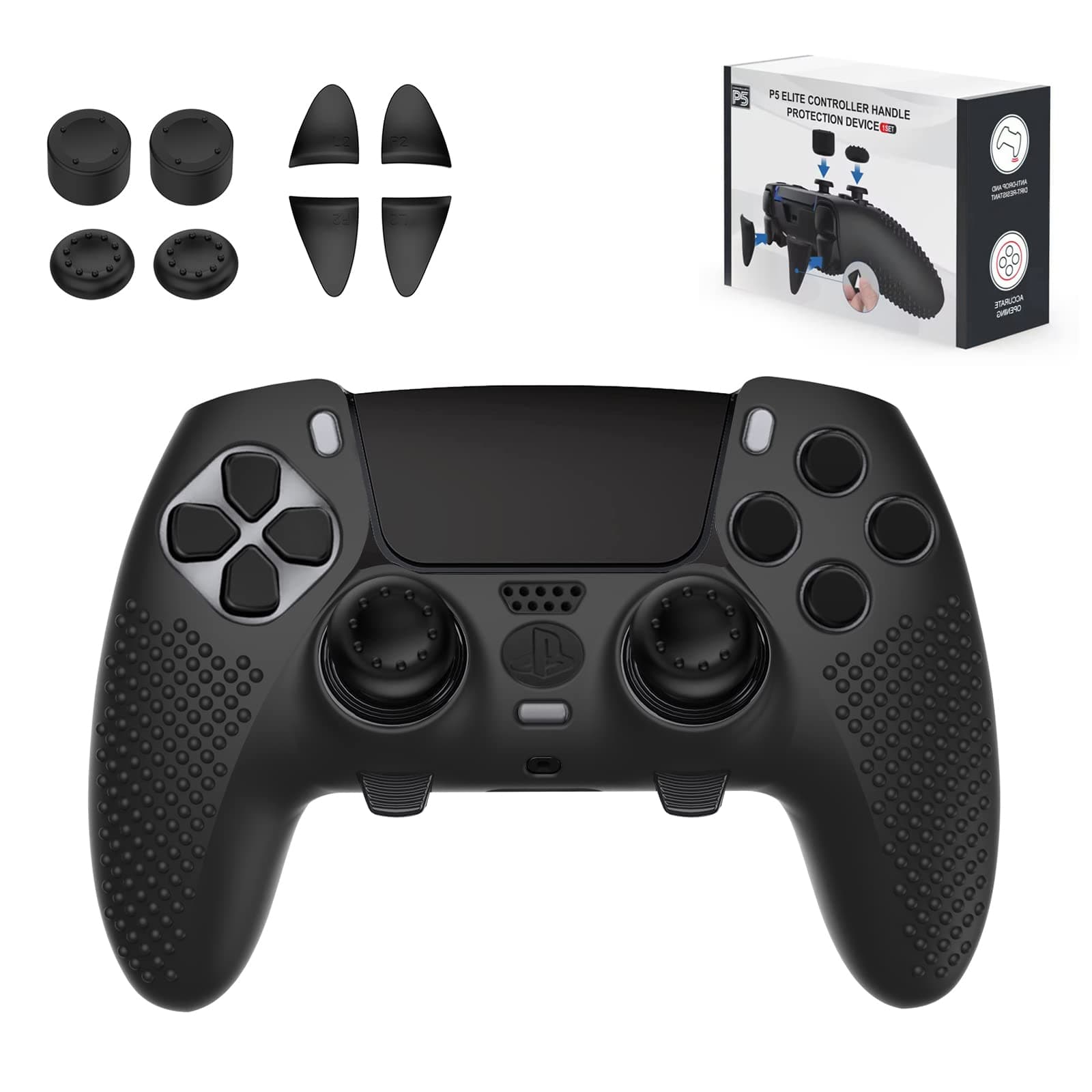 - PS5 Edge Controller Cover - Protective Case for PlayStation 5 Edge with 4PCS Thumb Grip Caps & L2 R2 Trigger Extender (PS5 Edge)