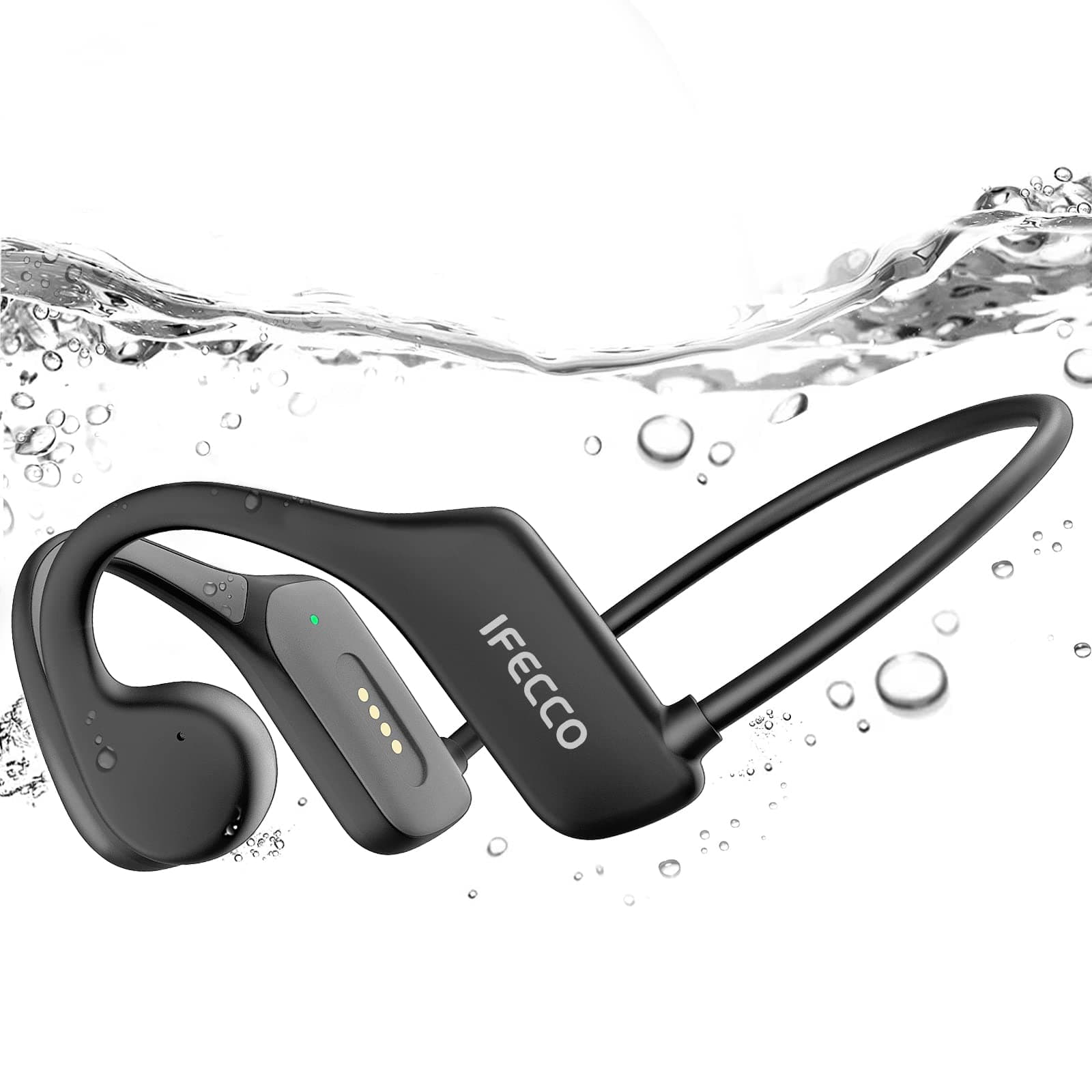 IFECCO Bone Conduction Headphones Bluetooth 5.3 - IP68 Waterproof Swimming Sport Wireless Headphones,Open Ear Headphones with Mic Built-in 32G Mp3 Player for Swim Running Cycling