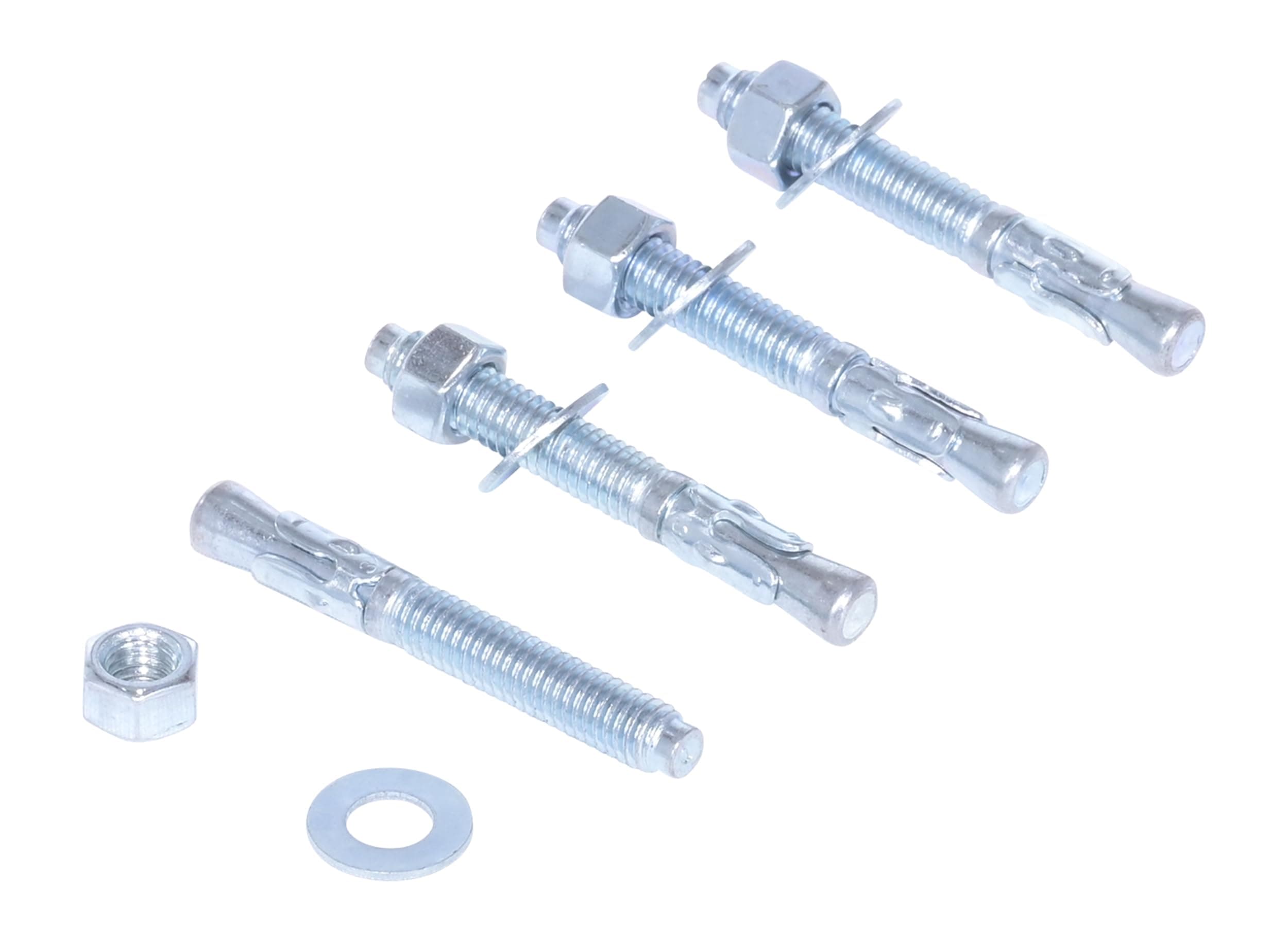 Vestil AS-383-4PK Steel Concrete Sleeve Anchor Bolts 4 Pack 3/8 In. x 3 In. Silver