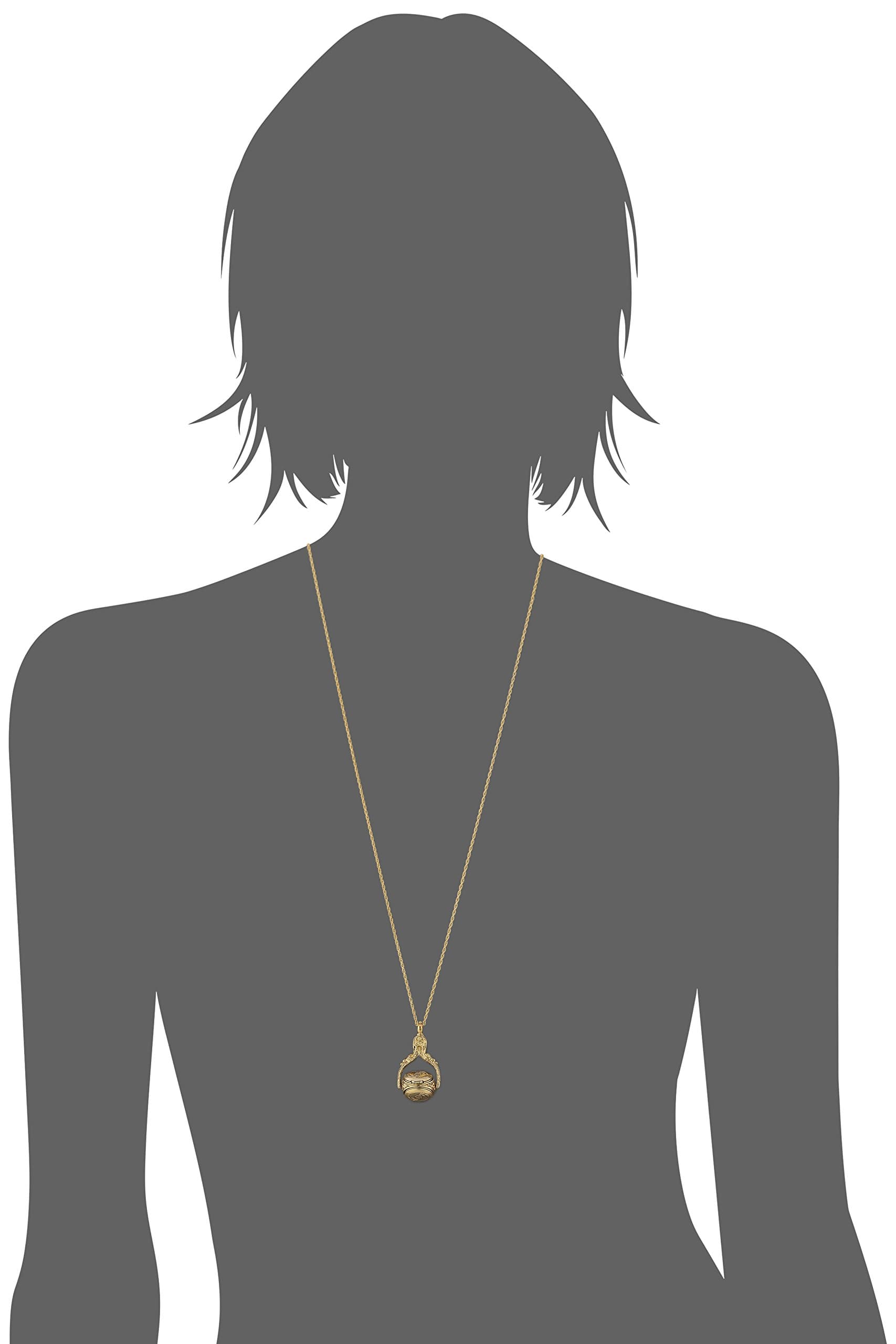 1928 Jewelry 3面 フラワー スピナー ピクチャー ロケット ペンダント ネックレス 女性用 30インチ レディース ビンテージスタイル 写真 記念品 米国製, 30 inches x 0.88 inches x 1.5 inches, 亜鉛, 宝石なし