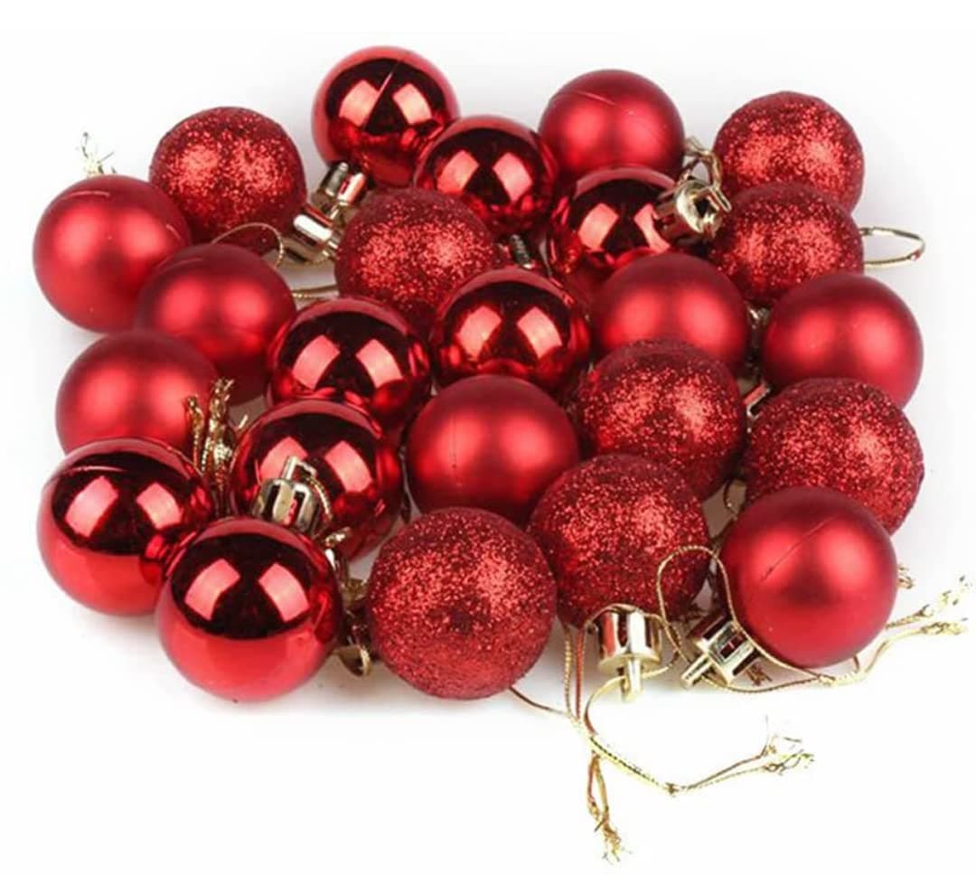 Sponsored Ad - VRB Dec™ 24 Pcs Christmas Balls Ornaments Shatterproof Gold Xmas Trees Parties Decorations Balls for Holiday Wedding Party Decoration,with Hanging Hole (Red 4 Cm)