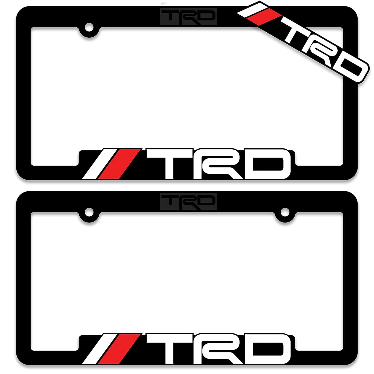 (2) License Plate Frames Toyota Racing Development 3D Letter Frame Brackets (1-Pair)