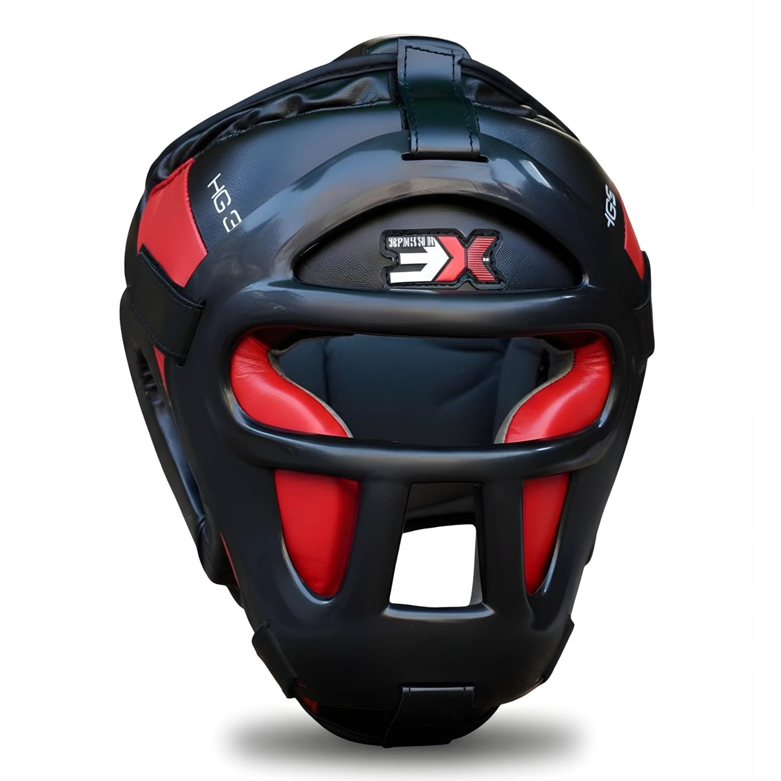 3X Sports Grill Head Guard for Boxing, MMA & Muay Thai | Full Face Protection Headgear with Removable Grill | PU Leather Sparring Helmet for Kickboxing, Taekwondo & Martial Arts Training