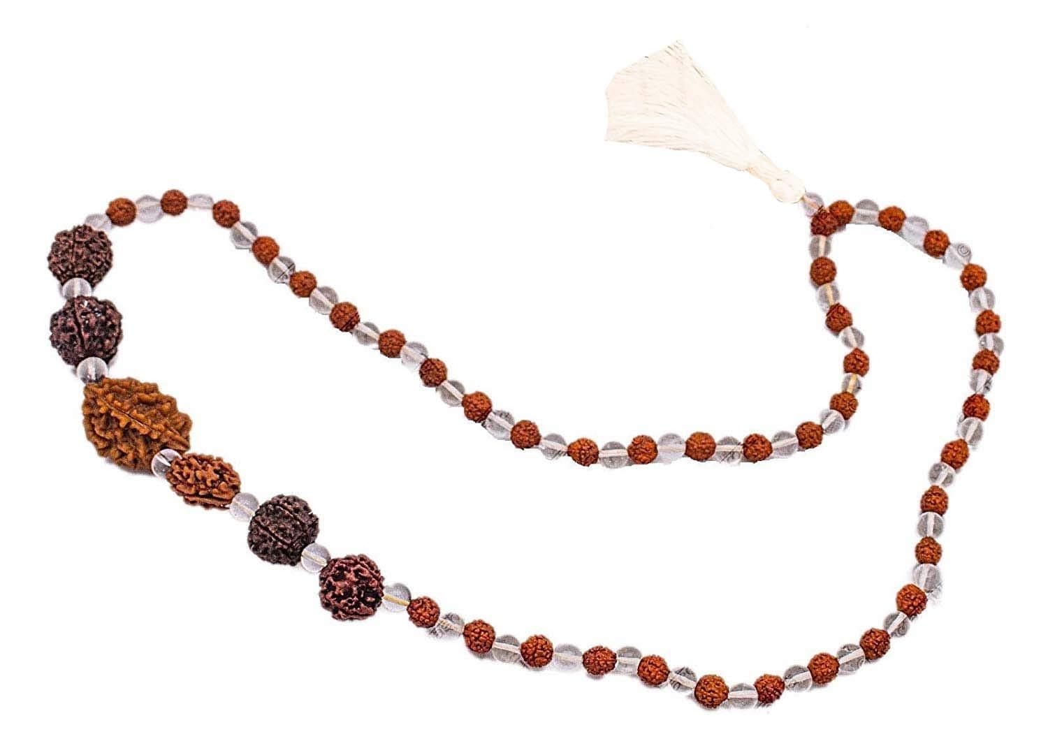 SHI SHANKAR ACCESSORIESRare Rudraksh Sphatik Rudraksha 2 3 4 5 6 7 Mukhi Beads 16-18 mm Mala Necklace for Men and Women