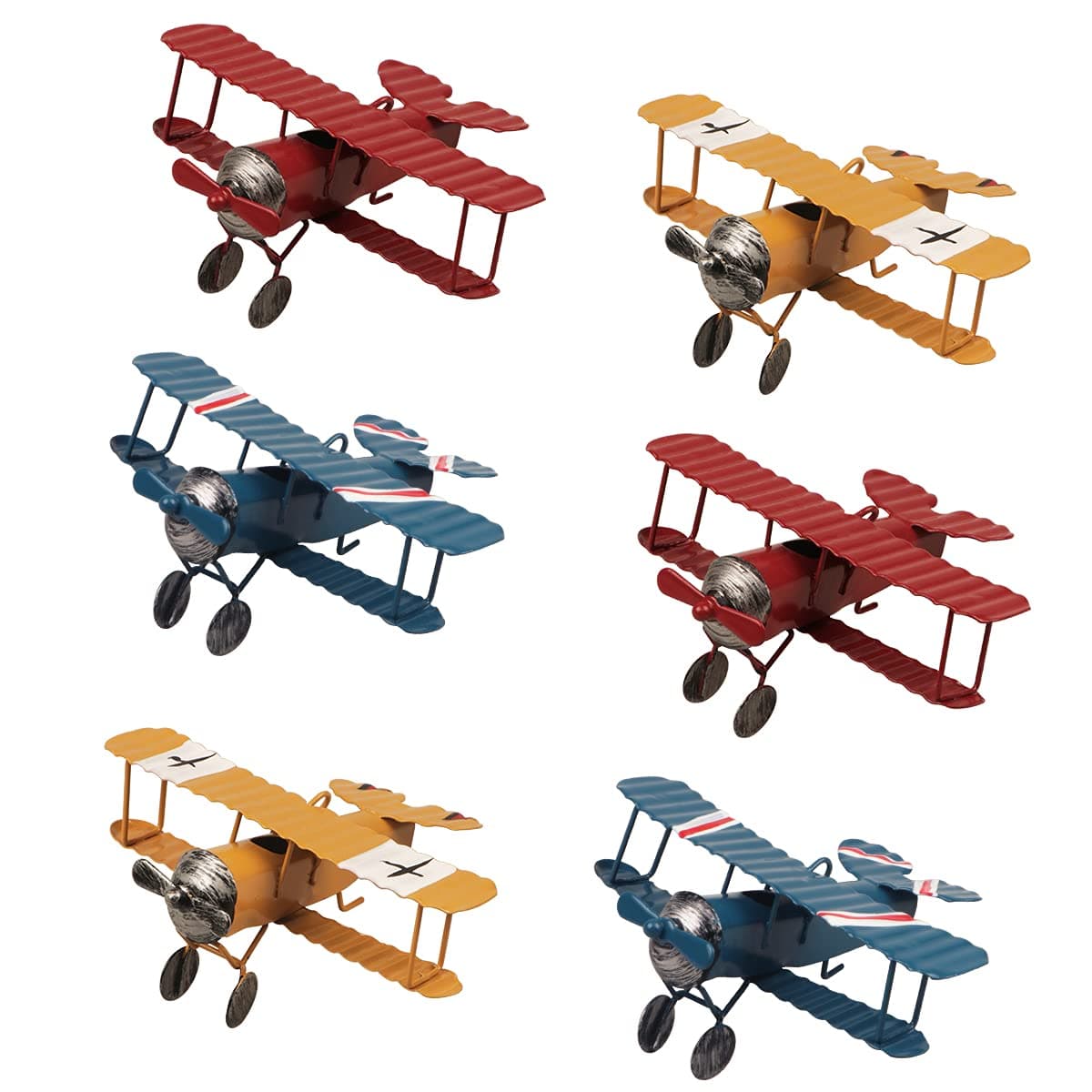 YIYA 6 PCS Metal Airplane Decoration Hanging Airplane Ornament for Boys Room Photo Props Desktop Decoration Office Bedroom Home Decoration, 3 Colors